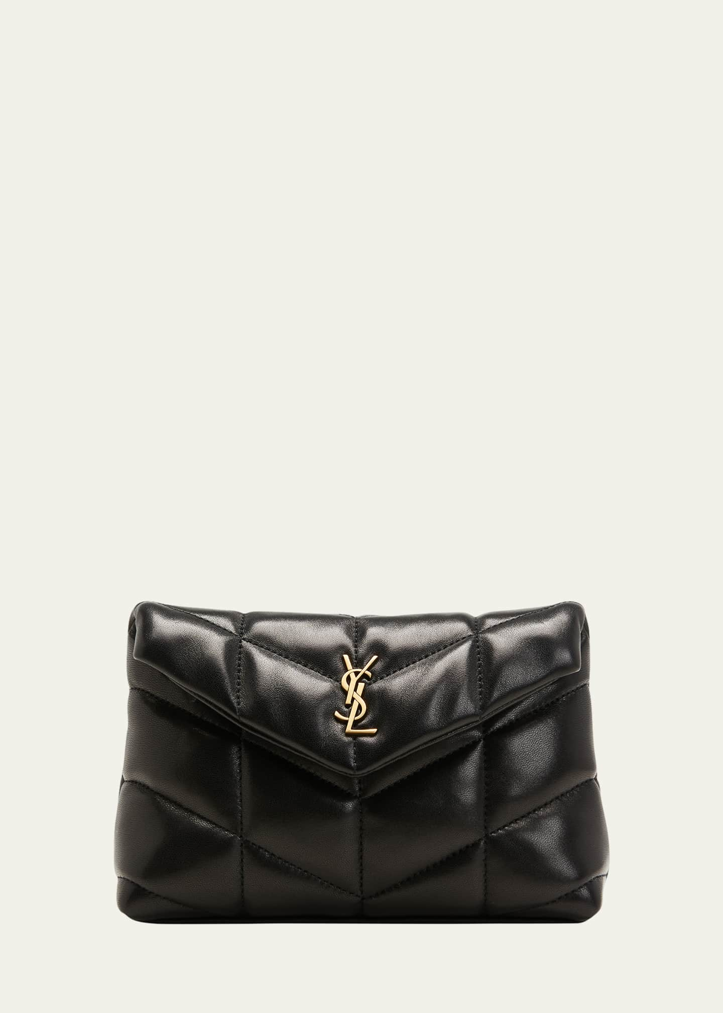 Saint Laurent YSL Quilted Leather Pouch Clutch Bag