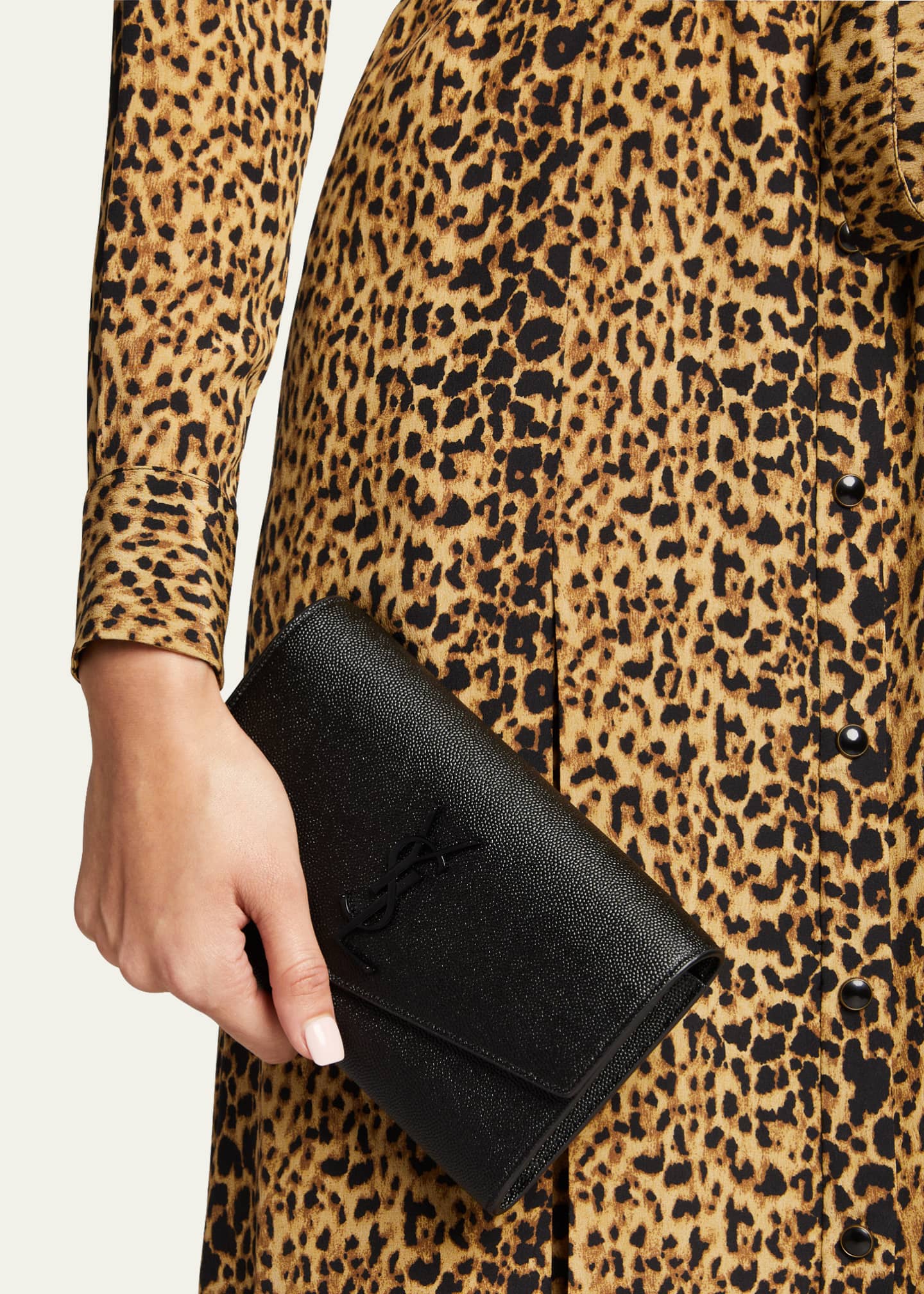 Saint Laurent Uptown Envelope Leather Clutch