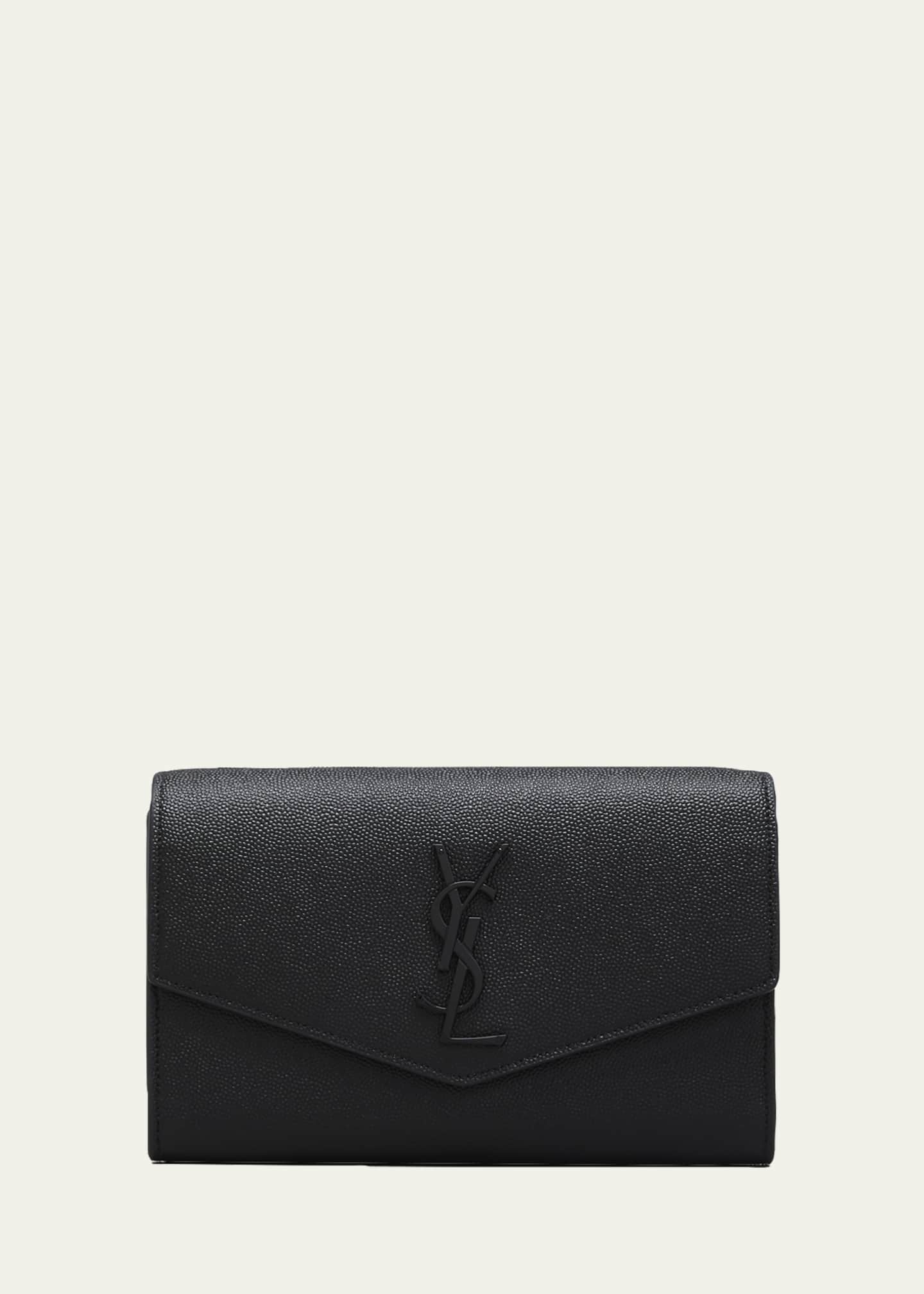 Saint Laurent Uptown YSL Wallet on Chain in Grained Leather