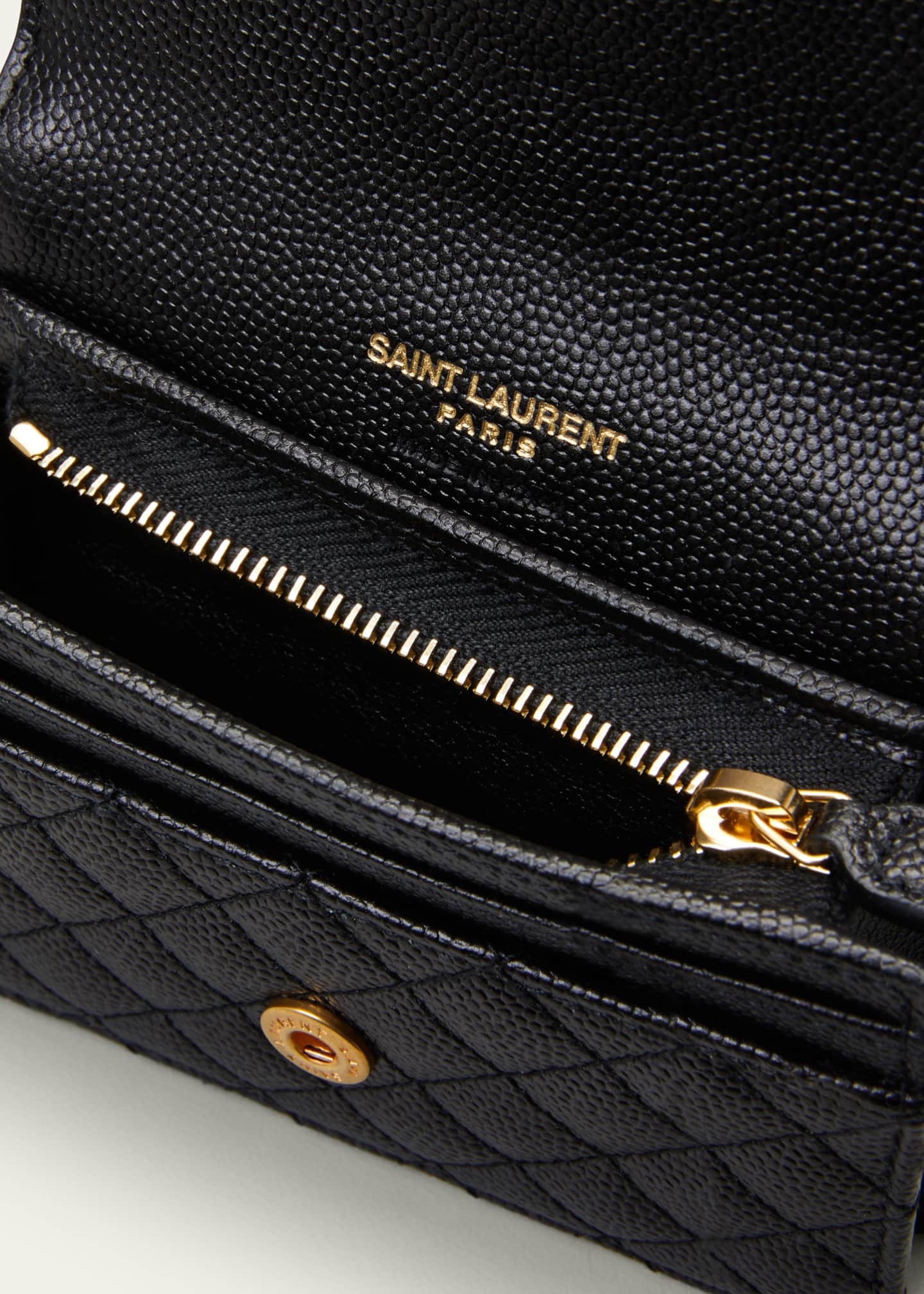 Saint Laurent Uptown Pebbled Leather Flap Card Case