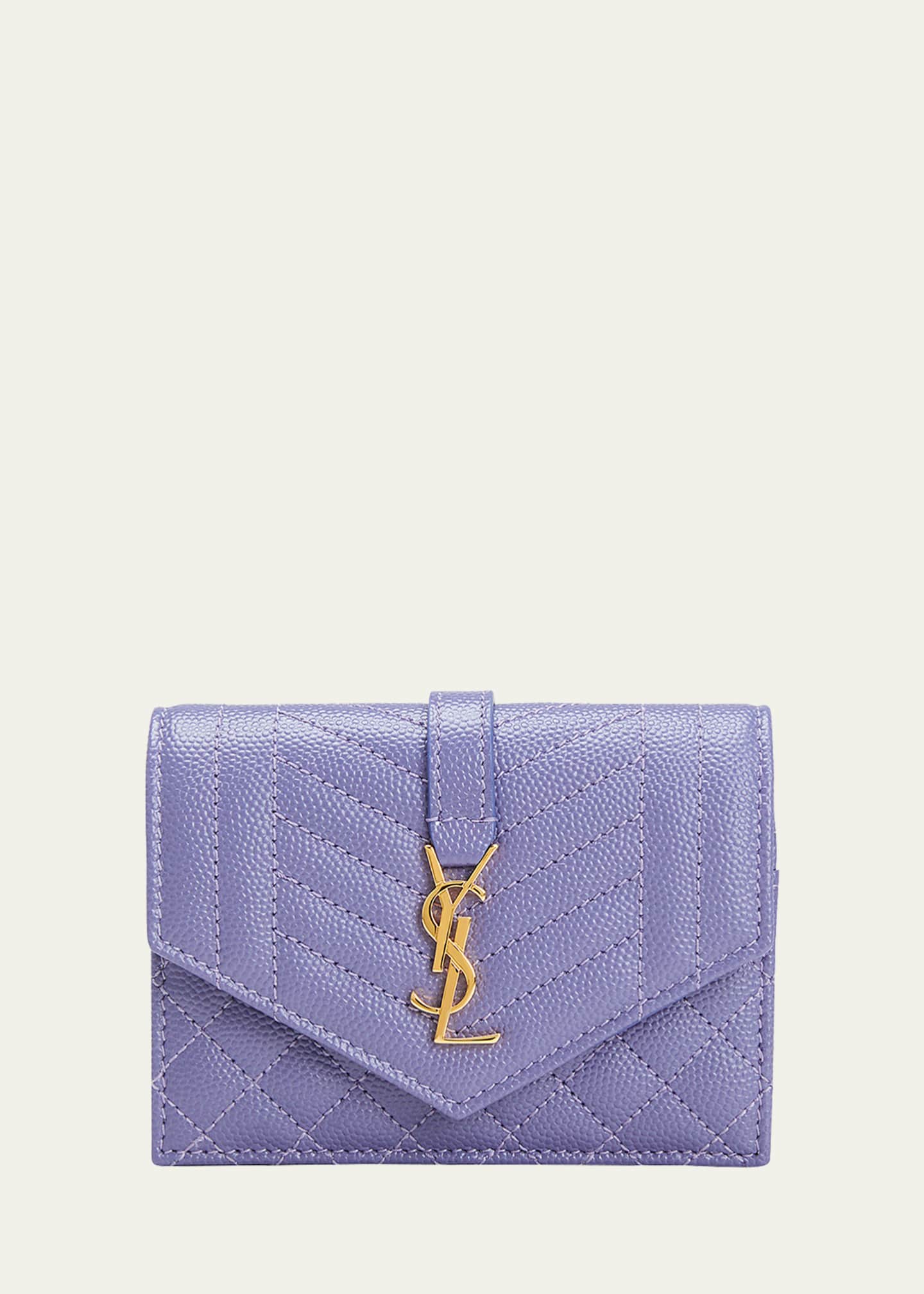 Saint Laurent YSL Quilt Envelope Flap Card Case Bergdorf Goodman