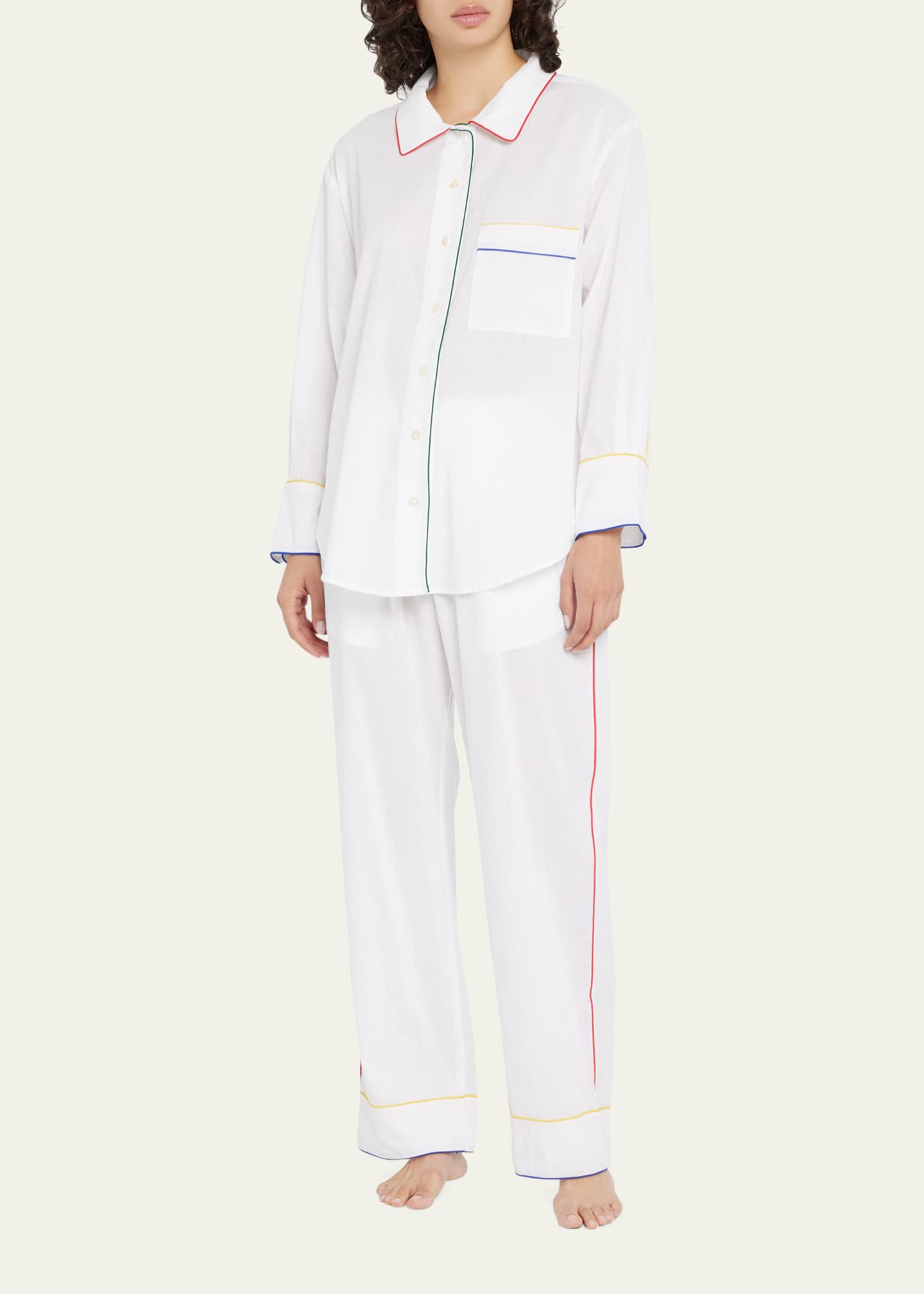 Folkloore Long-Sleeve Cotton Pajama Set - Bergdorf Goodman