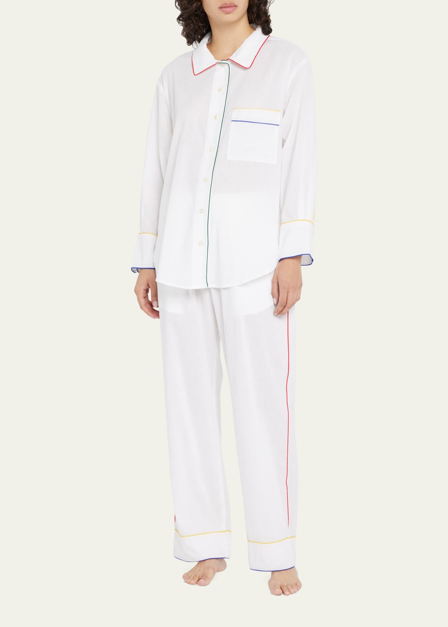 Folkloore LongSleeve Cotton Pajama Set Bergdorf Goodman