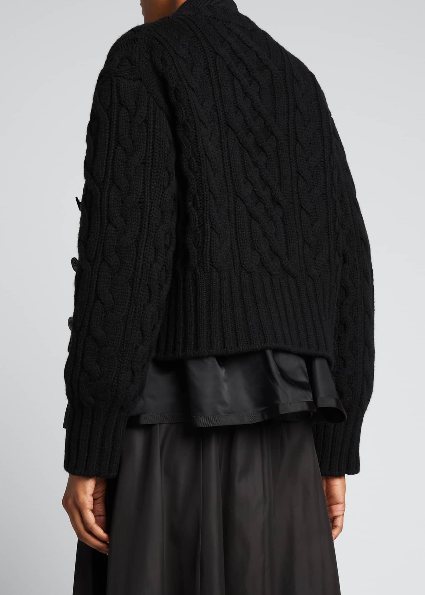 SACAI MixedMedia CableKnit Bomber Jacket Bergdorf Goodman