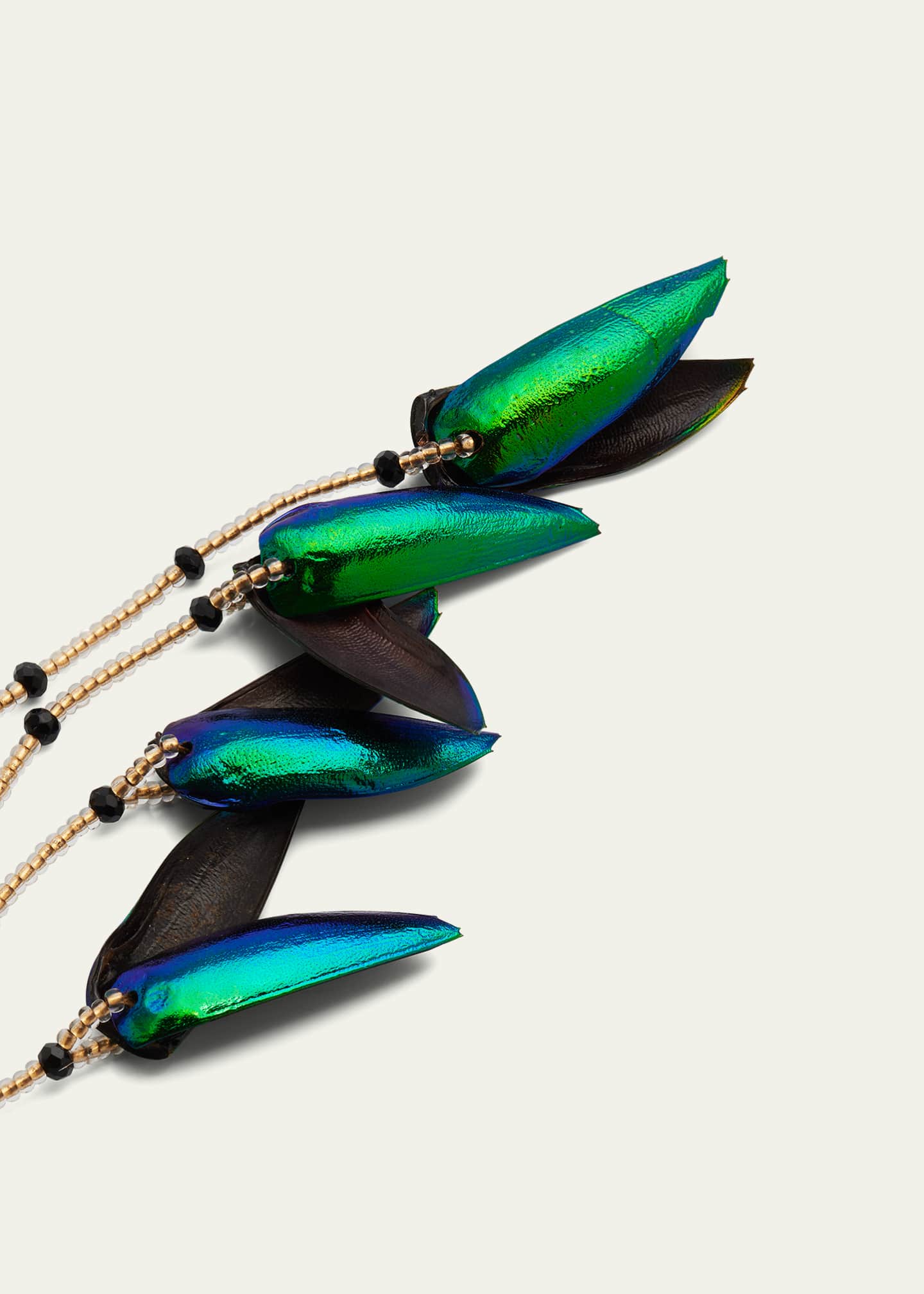 Ranjana Khan Feathered Ear Cuff with Beetle Wing Tassel, Single Image 4 of 4