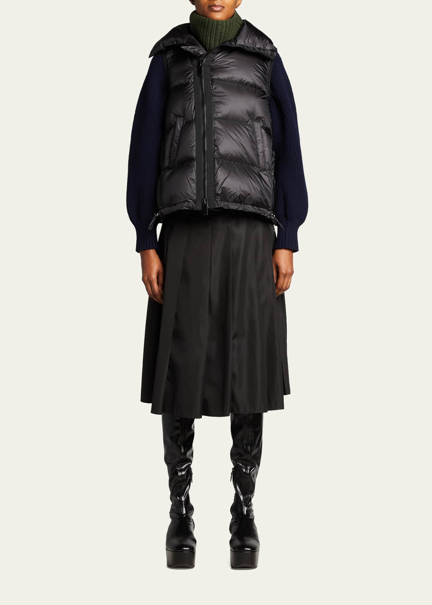 SACAI Asymmetric Zipper Puffer Vest - Bergdorf Goodman