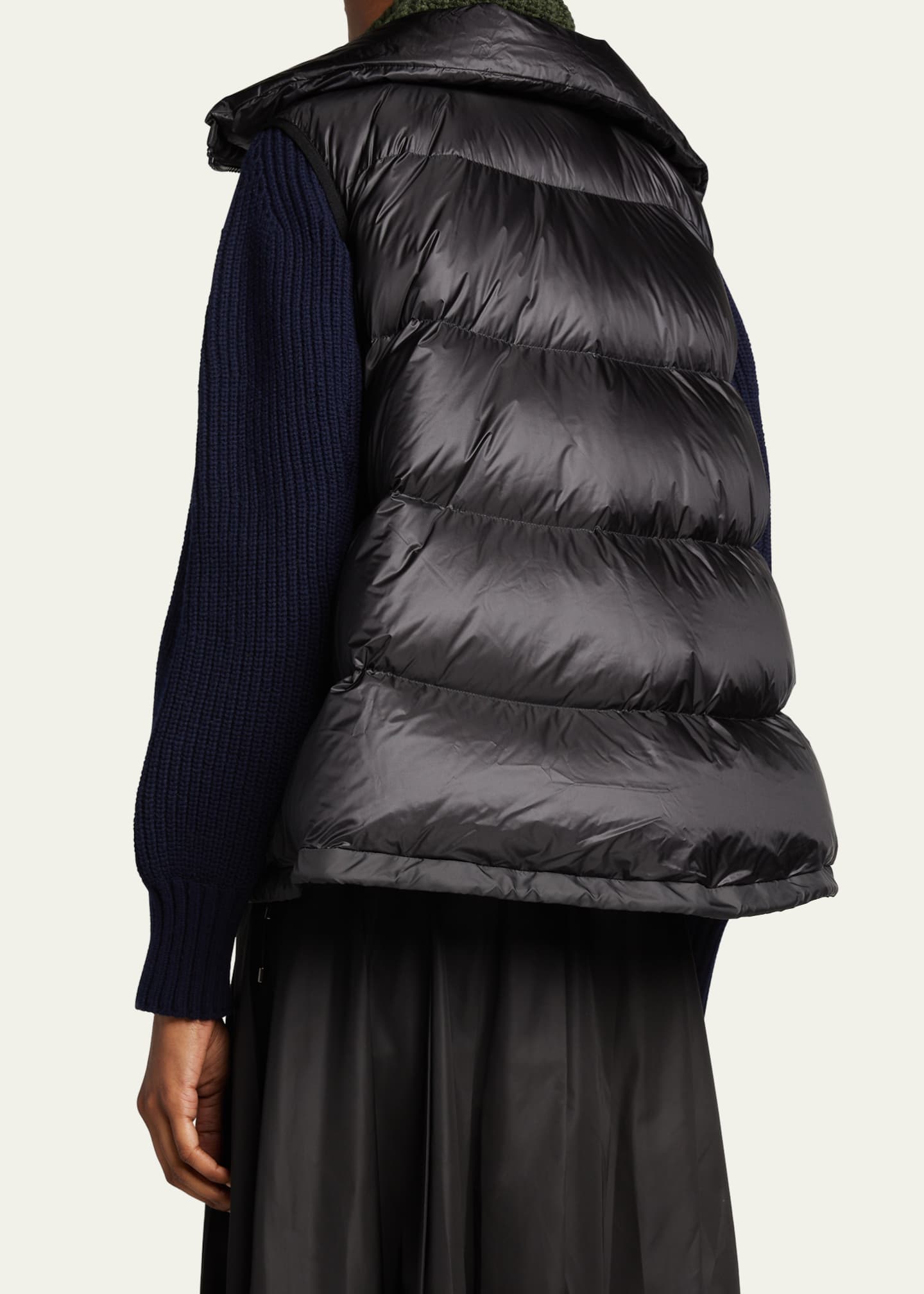 SACAI Asymmetric Zipper Puffer Vest - Bergdorf Goodman
