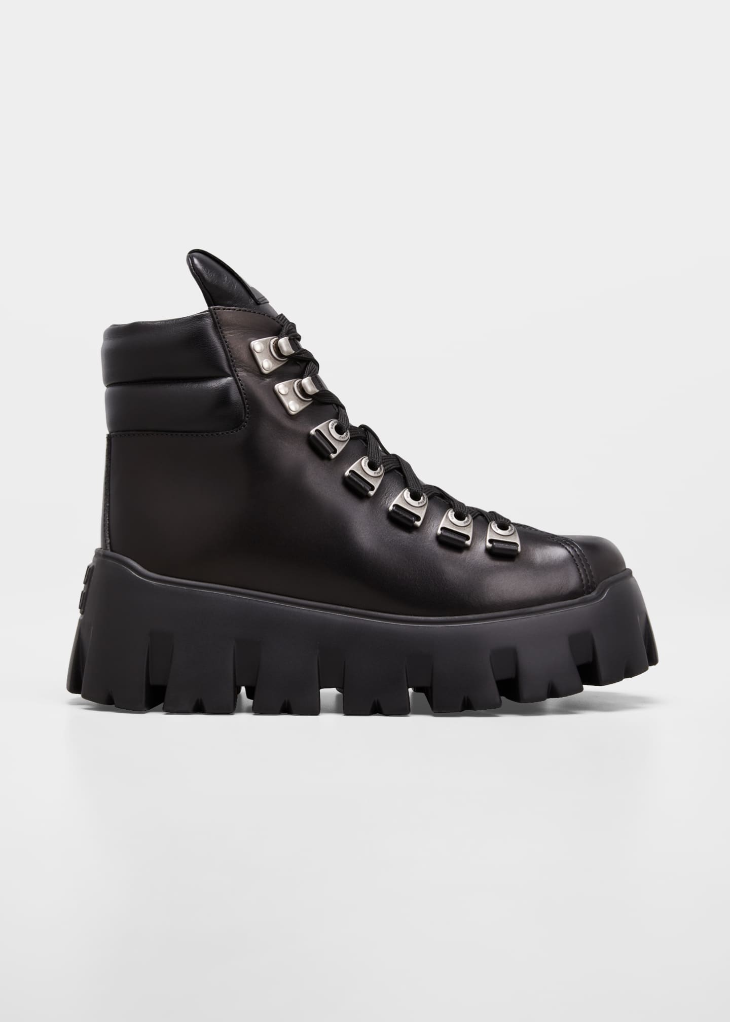Miu Miu Leather Lace-Up Platform Hiker Boots - Bergdorf Goodman