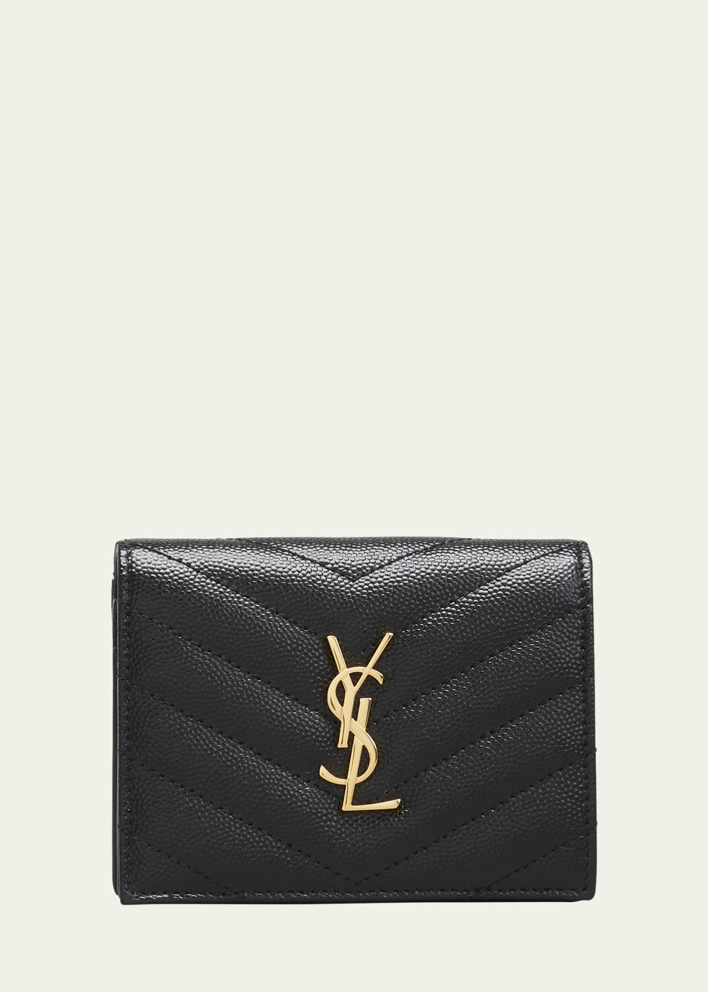 Saint Laurent YSL Monogram Grain de Poudre Flap Card Case