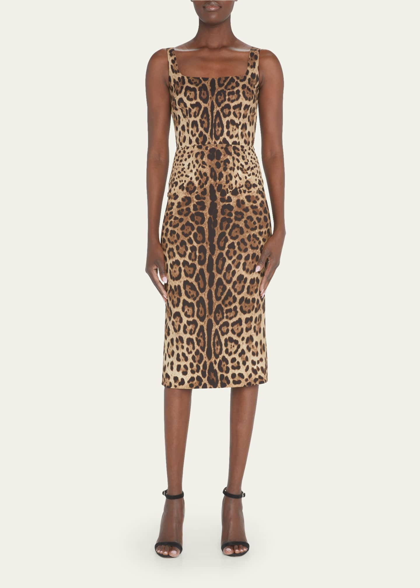 Leopard-Print Slim Midi Dress - Thumbnail 2
