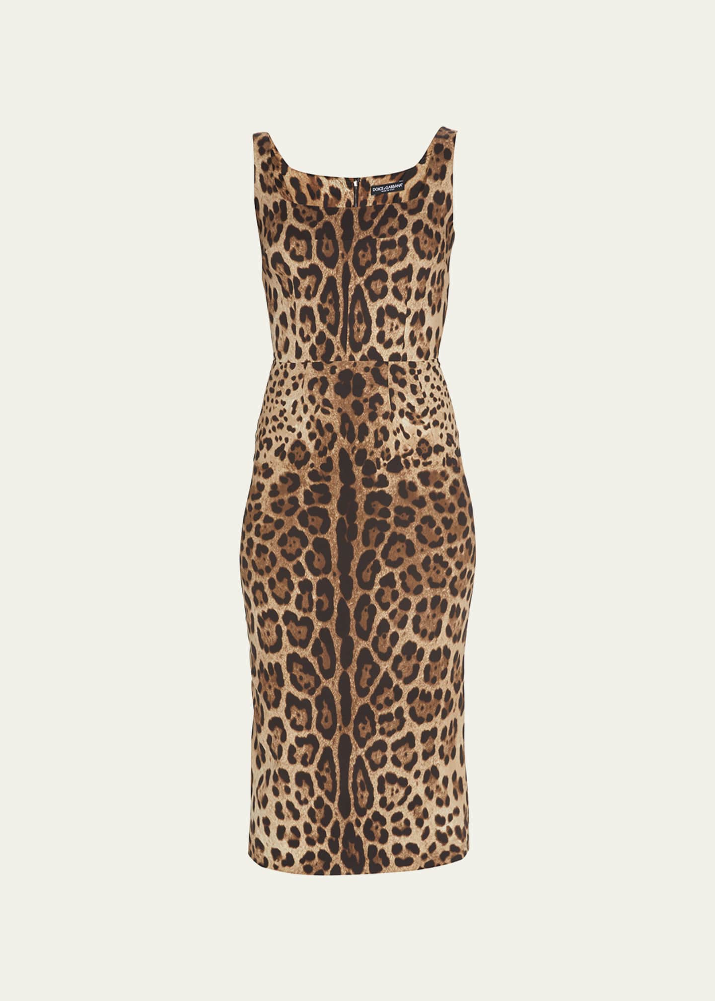 Leopard-Print Slim Midi Dress - Thumbnail 1