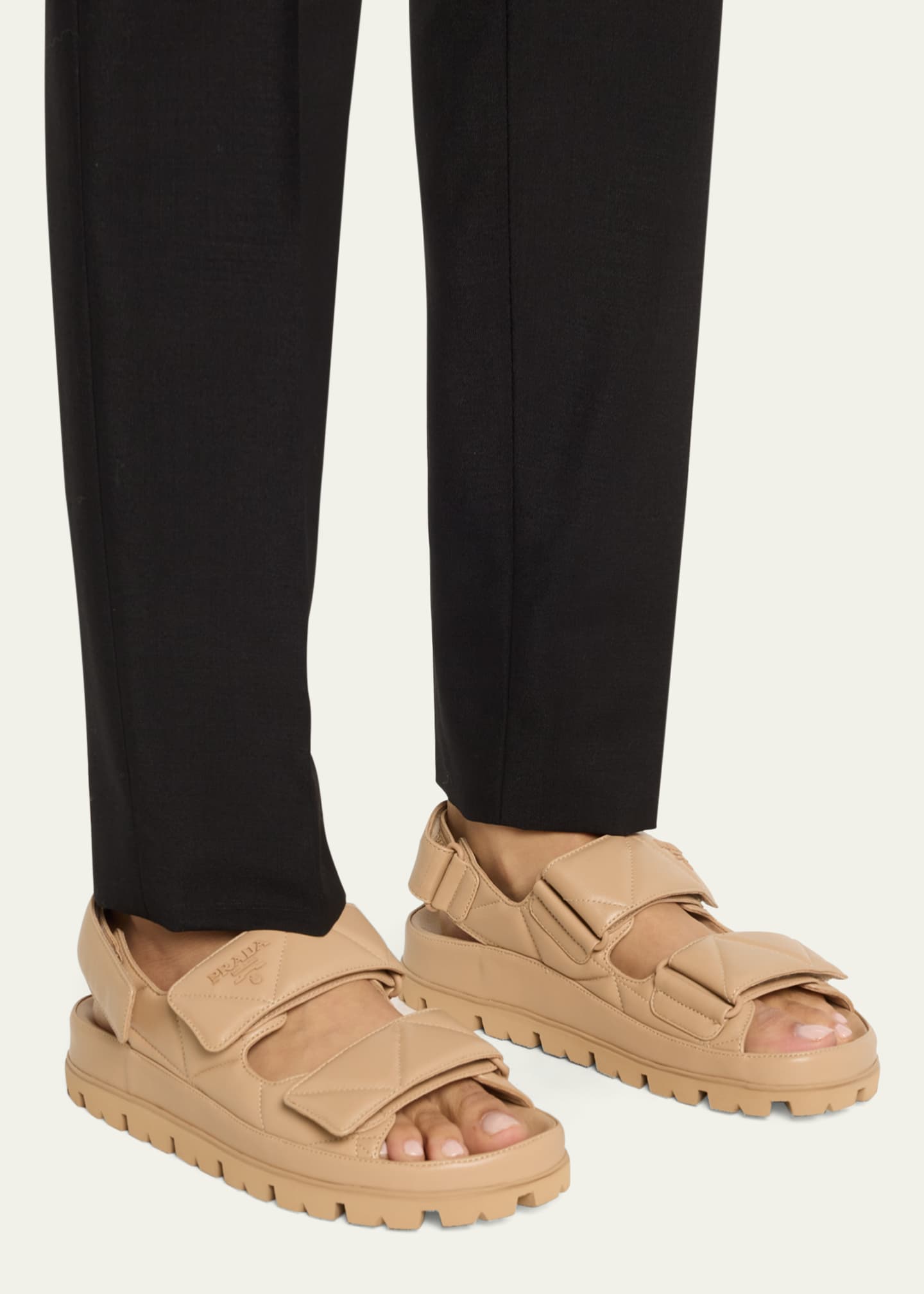 Prada Quilted Leather Slingback Sporty Sandals Image 2 of 5