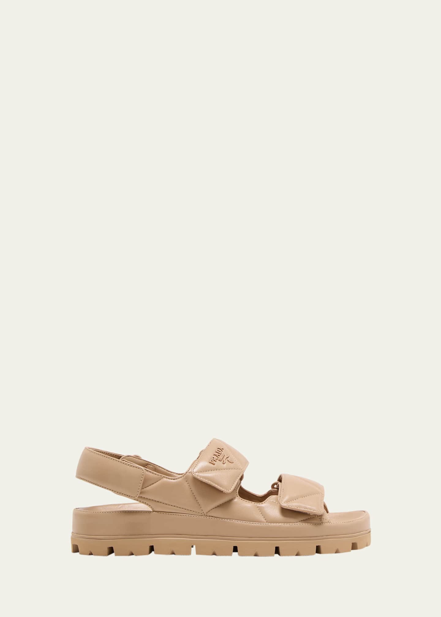 Prada Quilted Leather Slingback Sporty Sandals Image 1 of 5