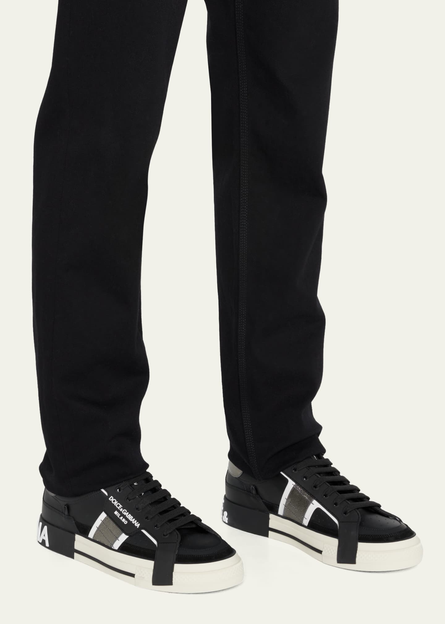 Dolce&Gabbana Men's Portofino Metallic Leather Low-Top Sneakers ...