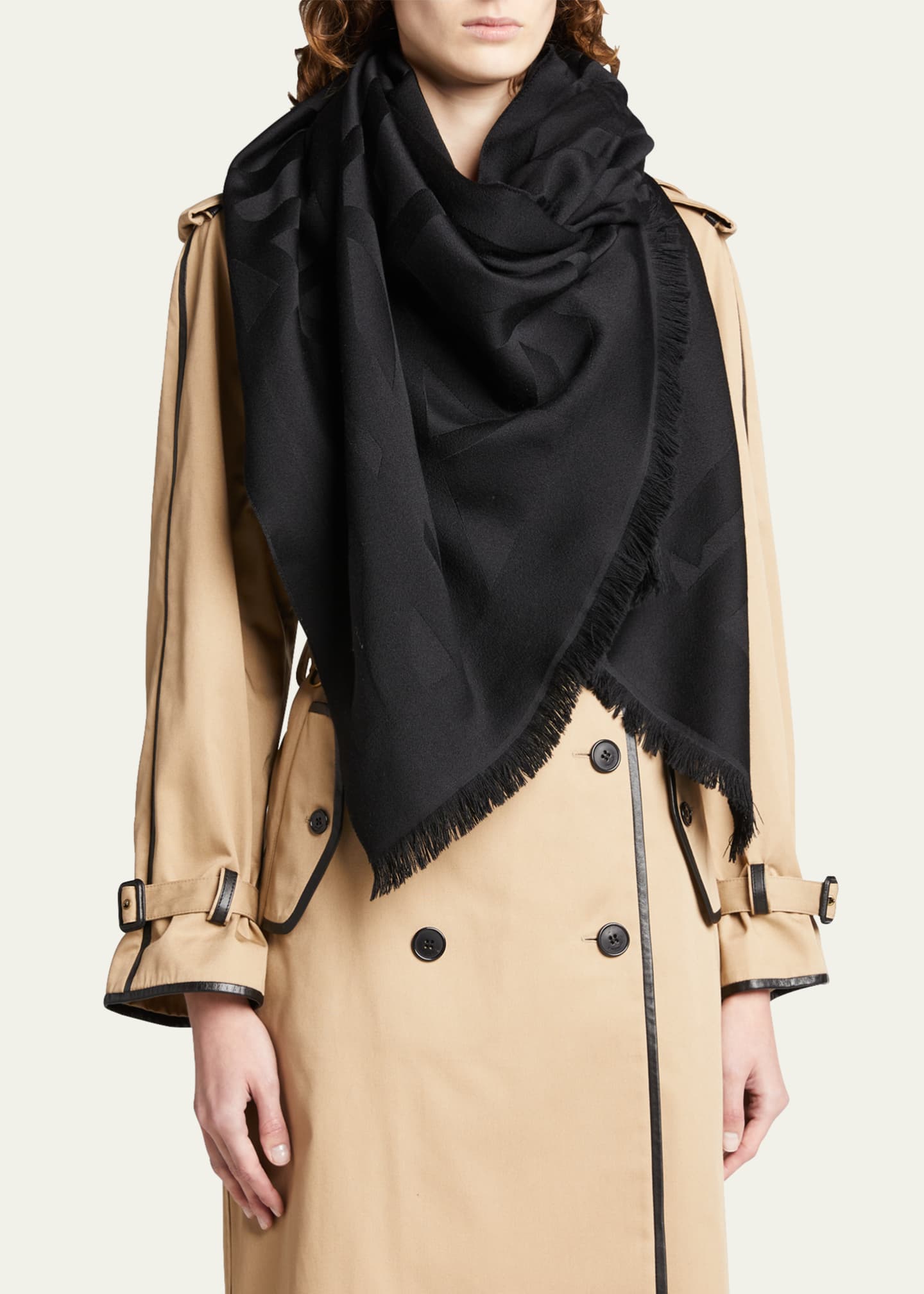 Saint Laurent Tonal YSL Wool Scarf Bergdorf Goodman