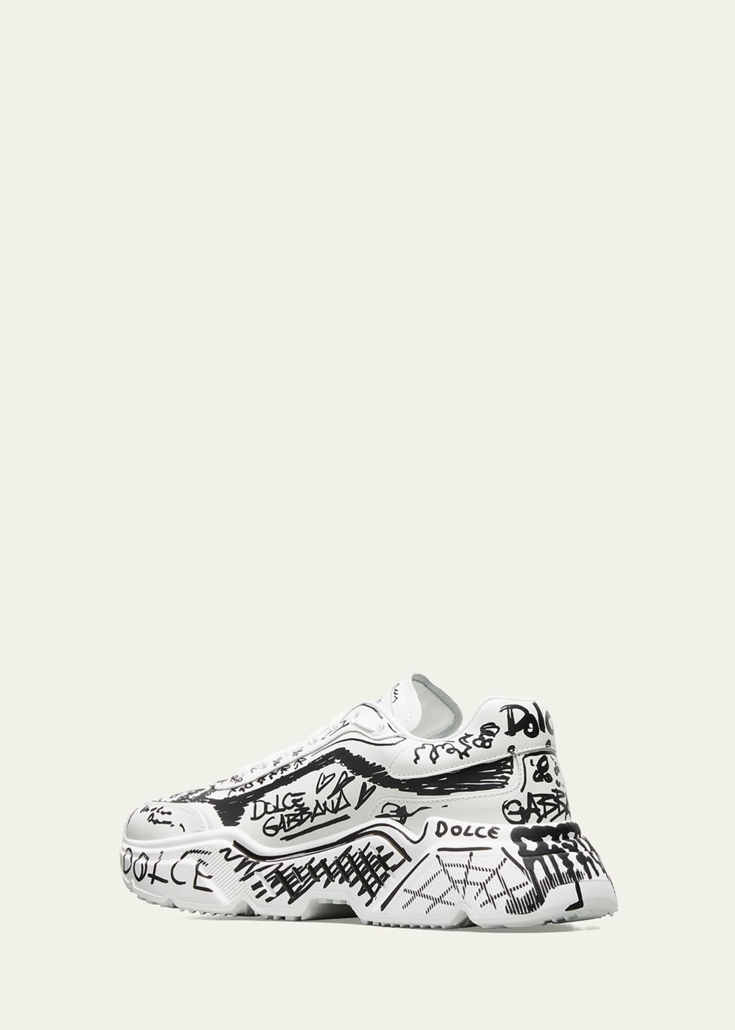Dolce & Gabbana White Black Graffiti Daymaster Sneakers Shoes