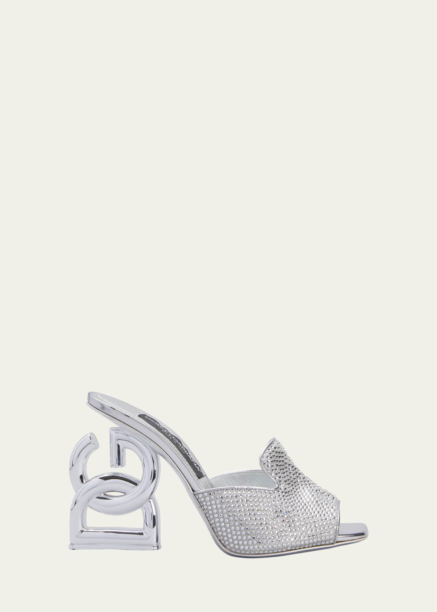 Dolce&Gabbana Quilted Nylon Allover Strass Slide Sandals With DG Heel ...
