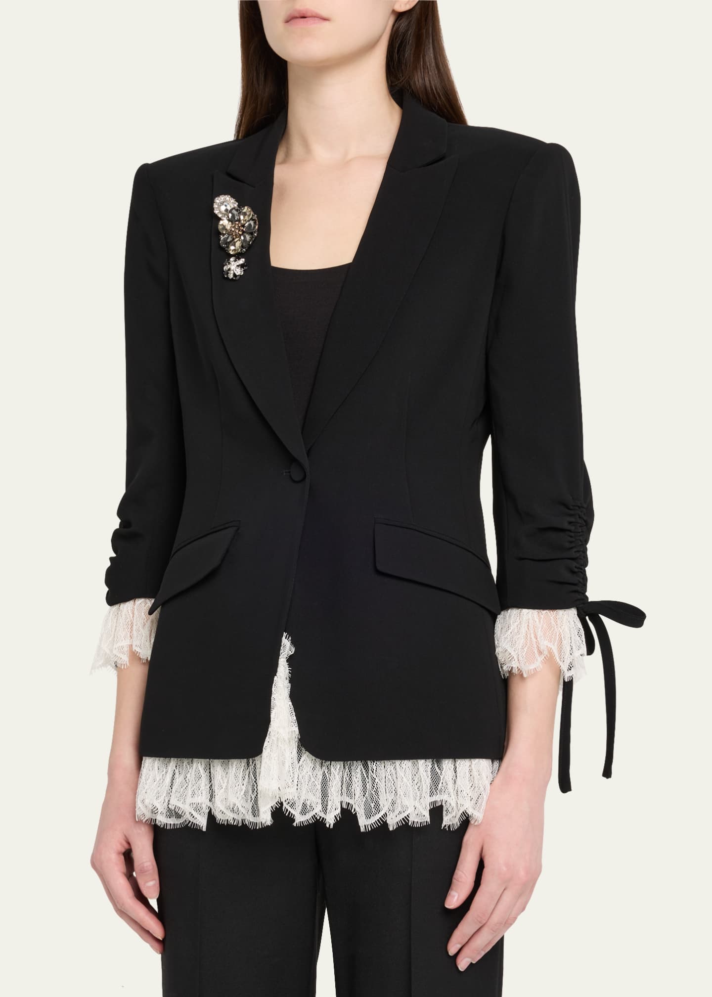 Cinq a Sept Roxie Blazer w/ Lace - Bergdorf Goodman