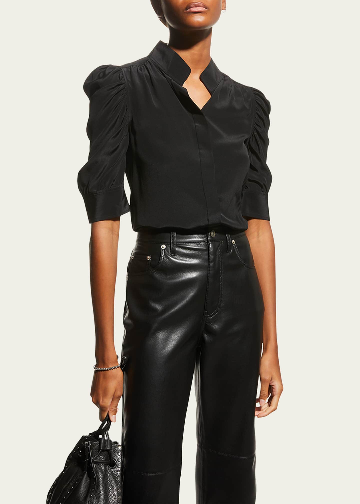 Silk puff sleeve top outlet