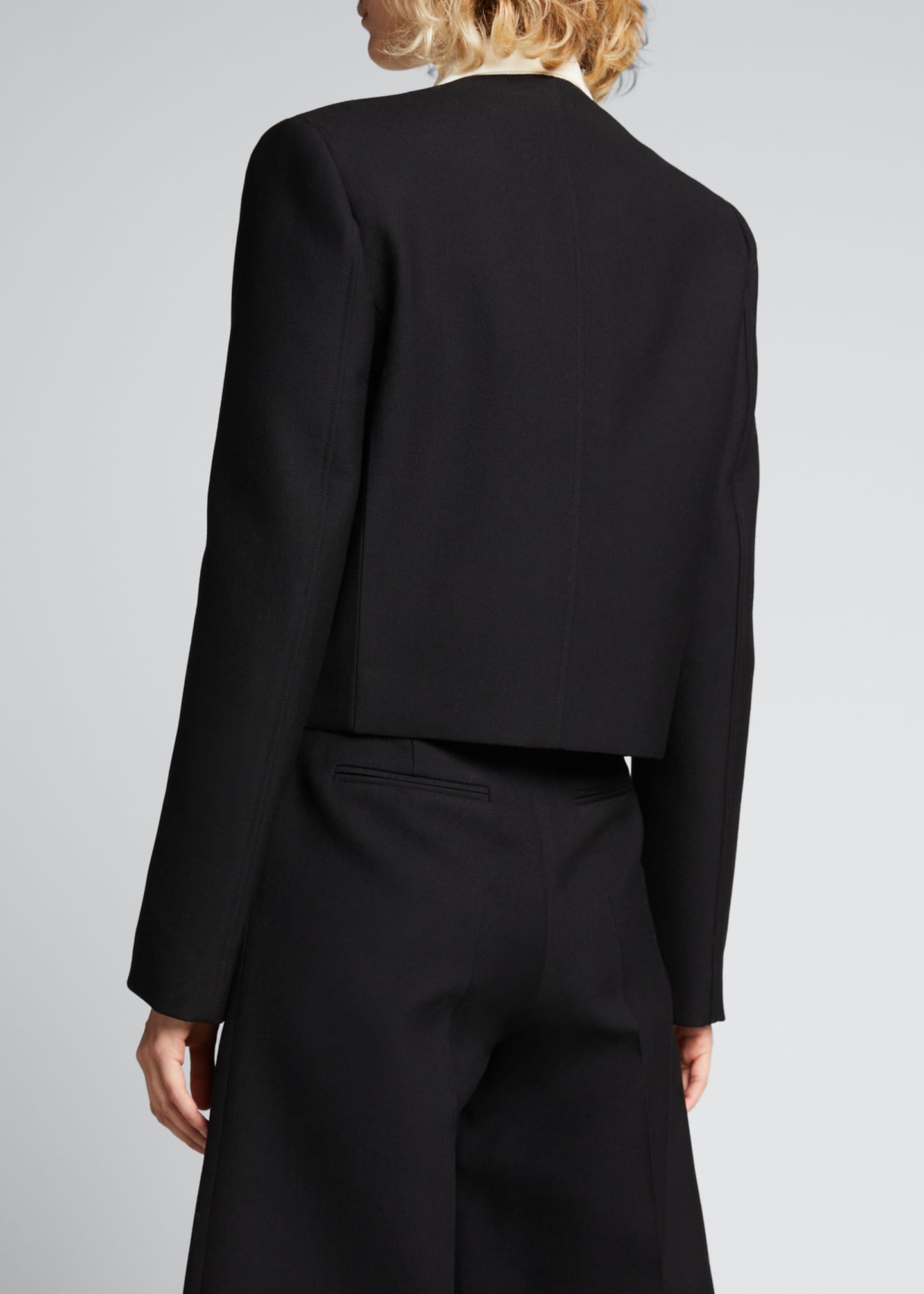 RECTO Contrast-Collar Wool Short Jacket - Bergdorf Goodman