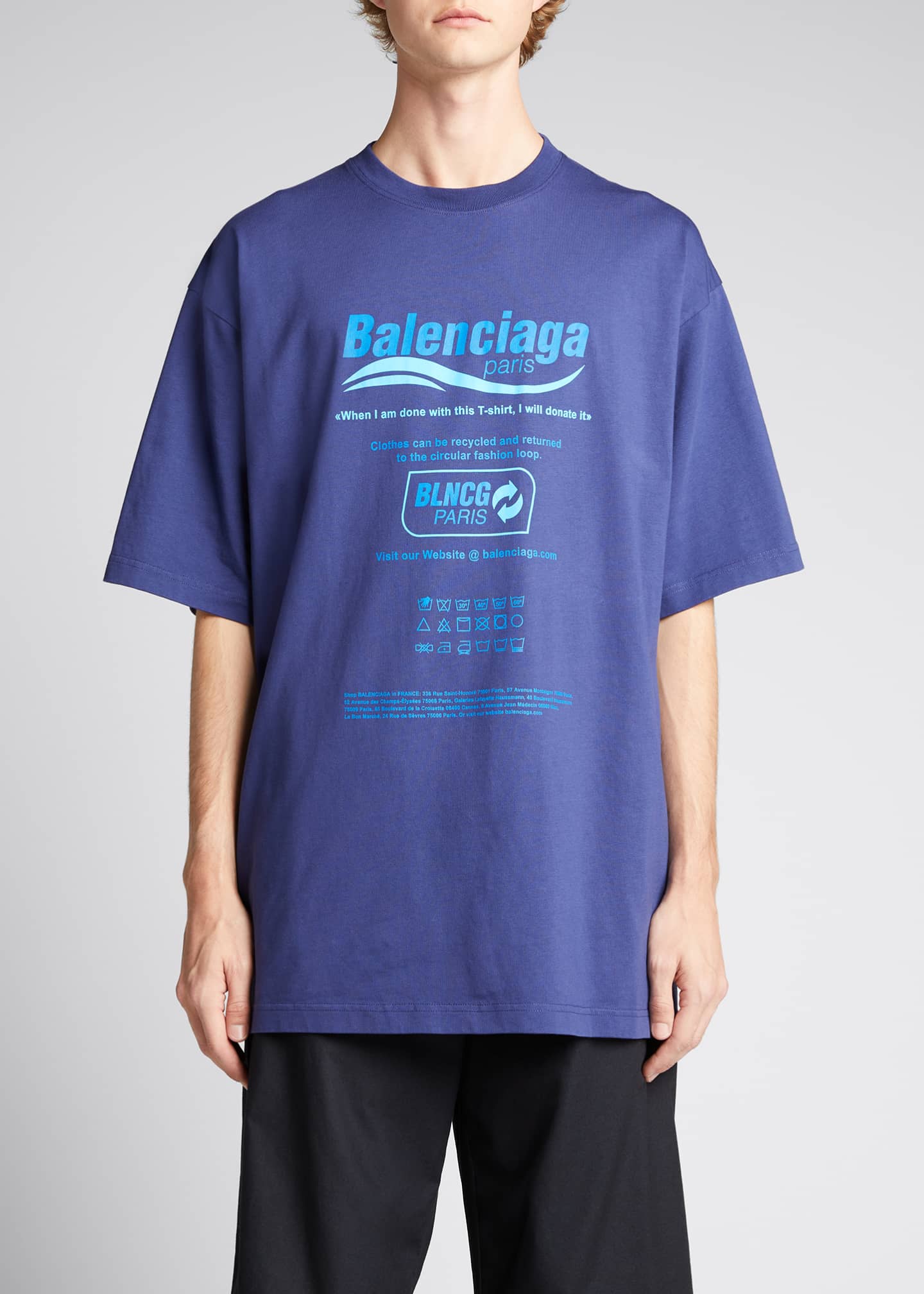 Balenciaga Men's Dry Cleaning-Print Boxy T-Shirt - Bergdorf Goodman