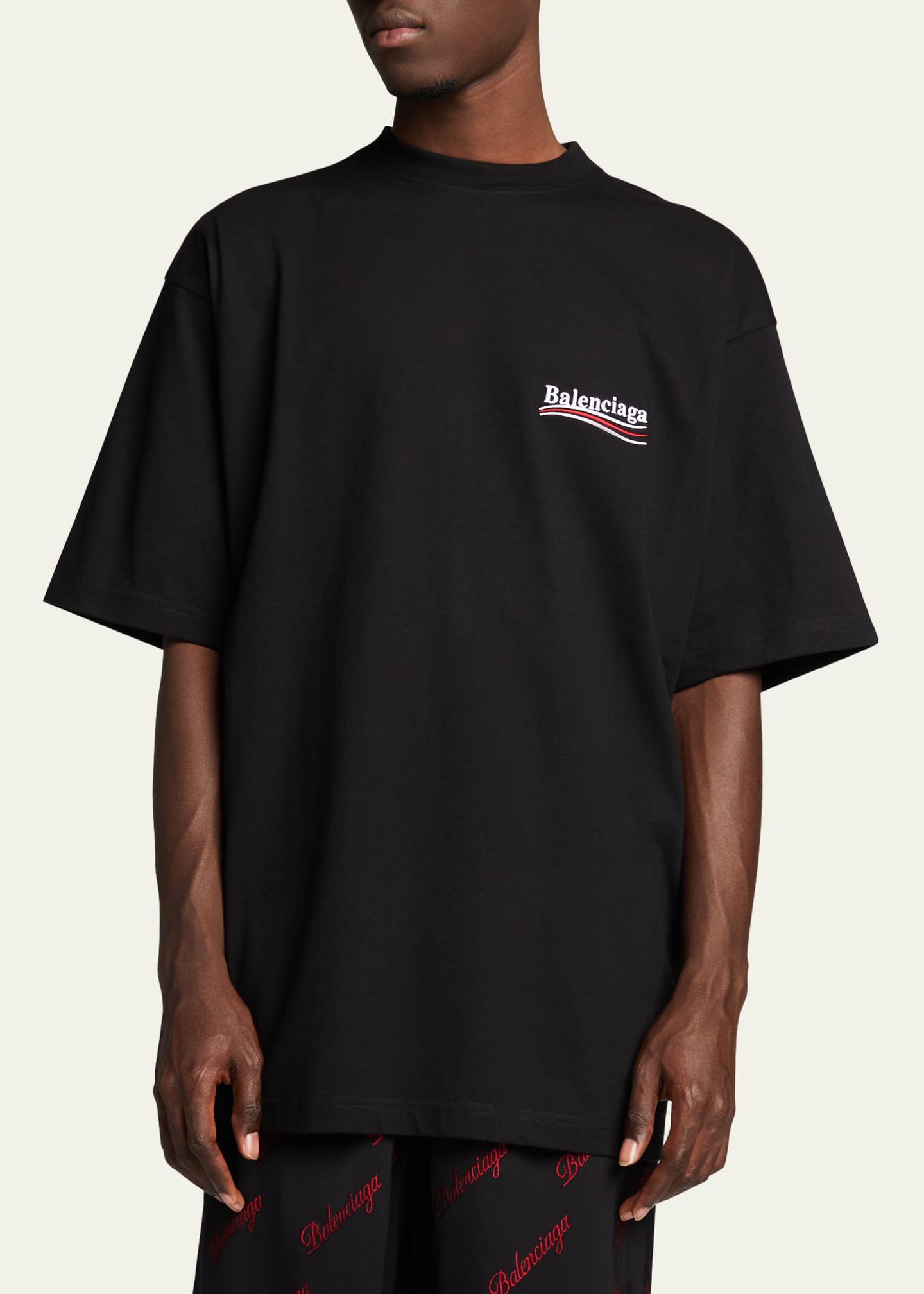 Balenciaga Men's Campaign Logo Boxy T-Shirt - Bergdorf Goodman