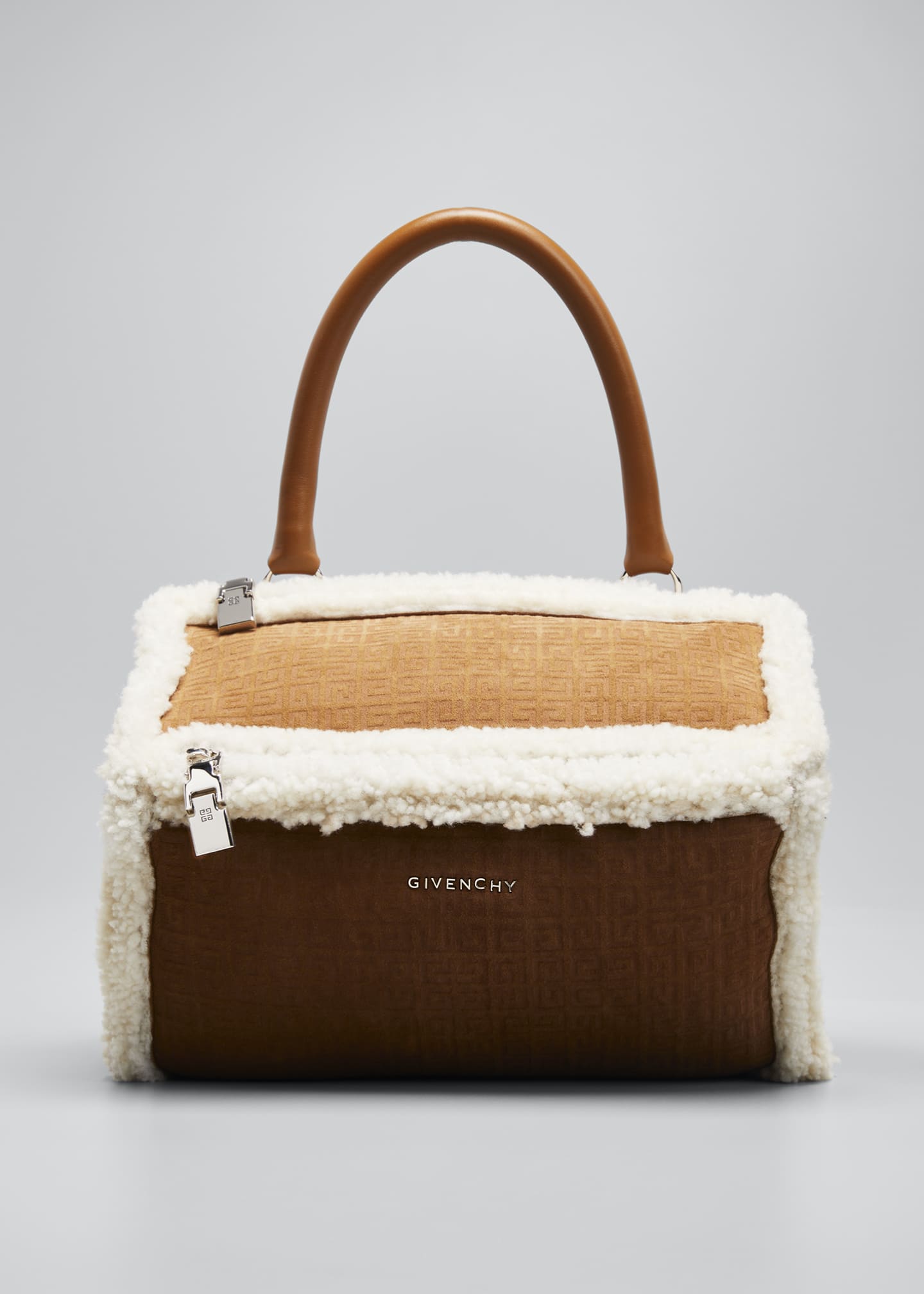 Givenchy Small Pandora Top-Handle Bag in Suede and Lamb Shearling Image 1 of 5