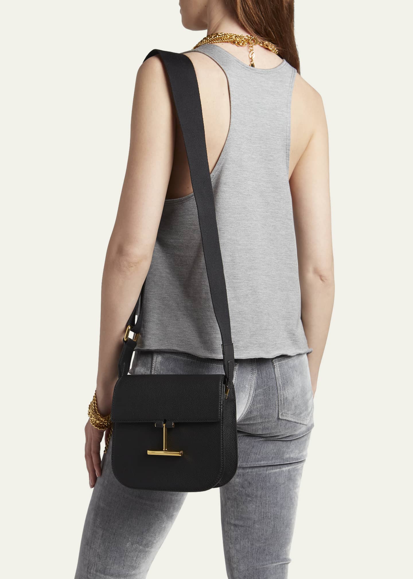 TOM FORD Tara Mini Crossbosy in Grained Leather with Webbed Strap