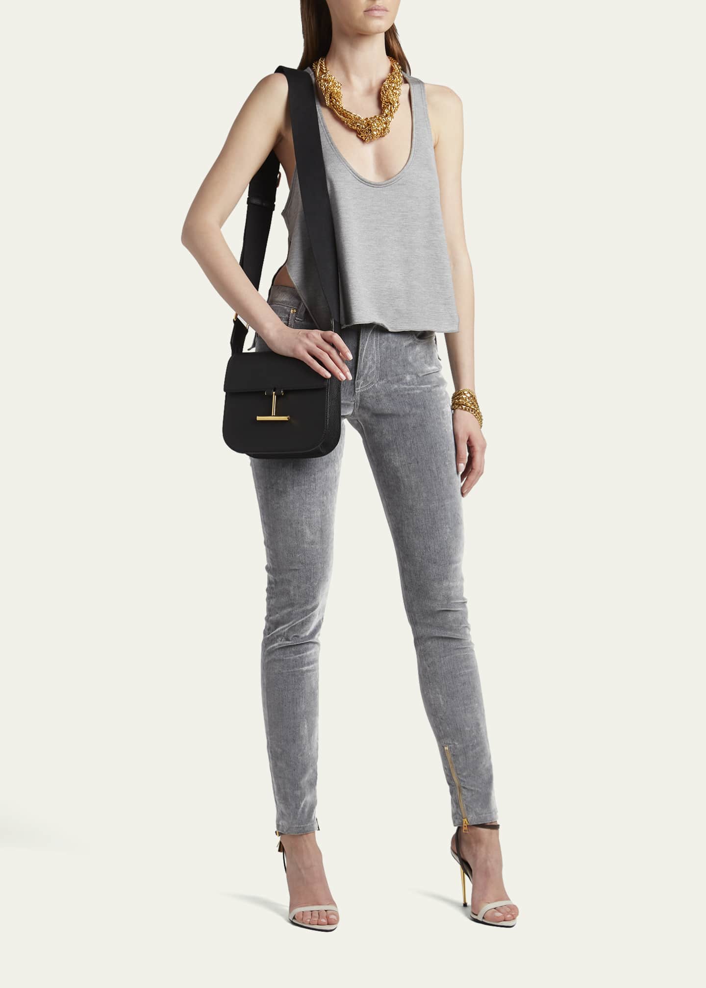 TOM FORD Tara Mini Crossbosy in Grained Leather with Webbed Strap