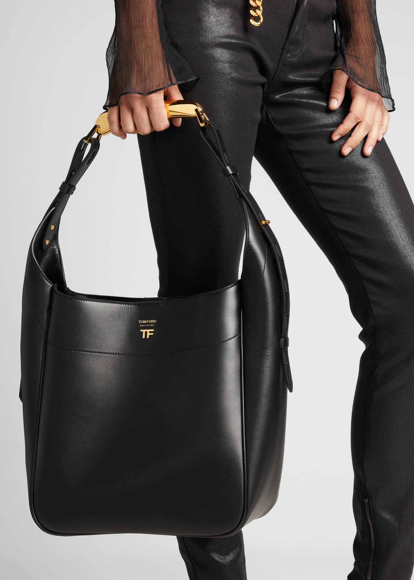 TOM FORD Bianca Medium Metal Bar TopHandle Hobo Bag Bergdorf Goodman