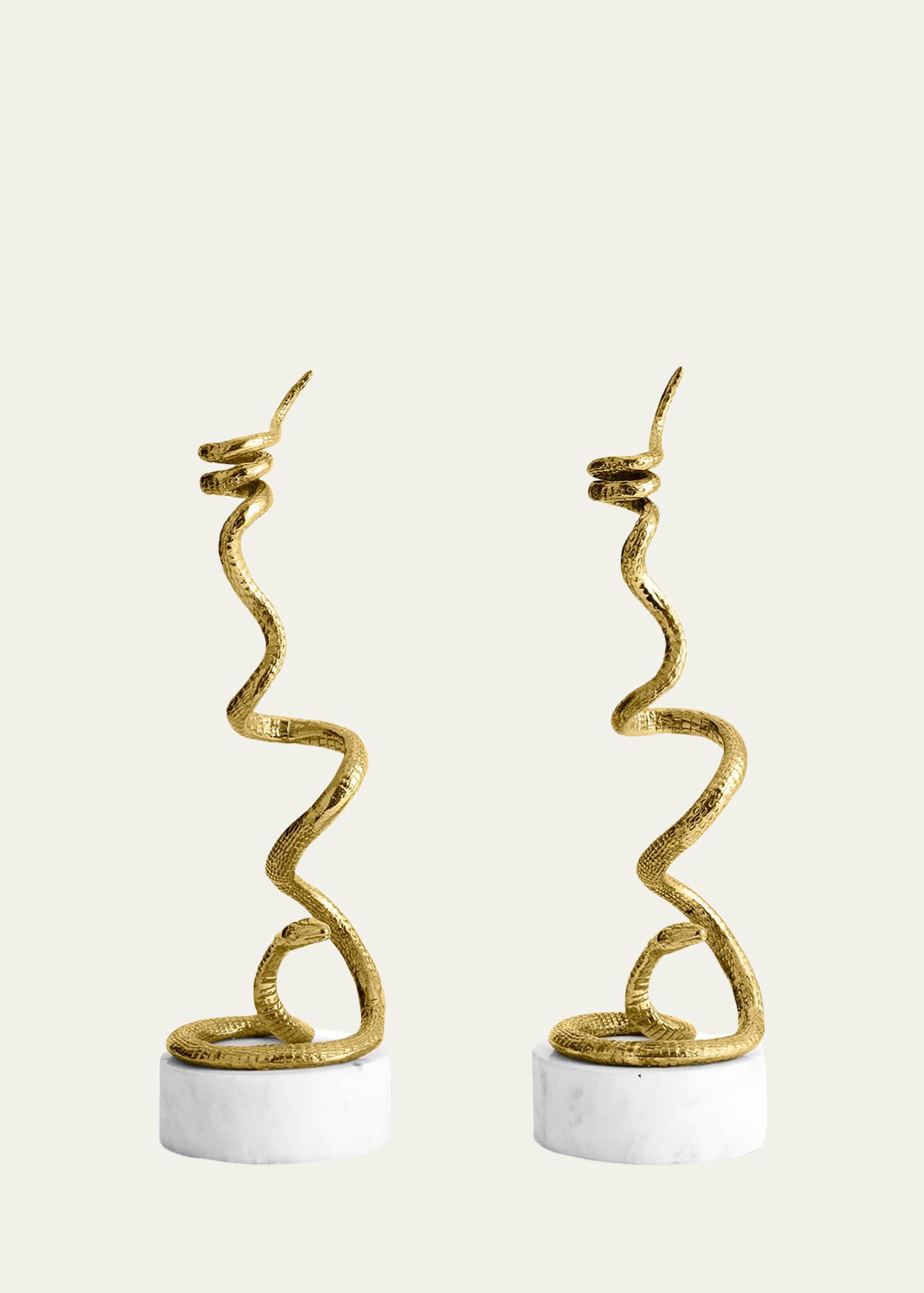 Paire de bougeoirs en bronze figurant un serpent | Selency