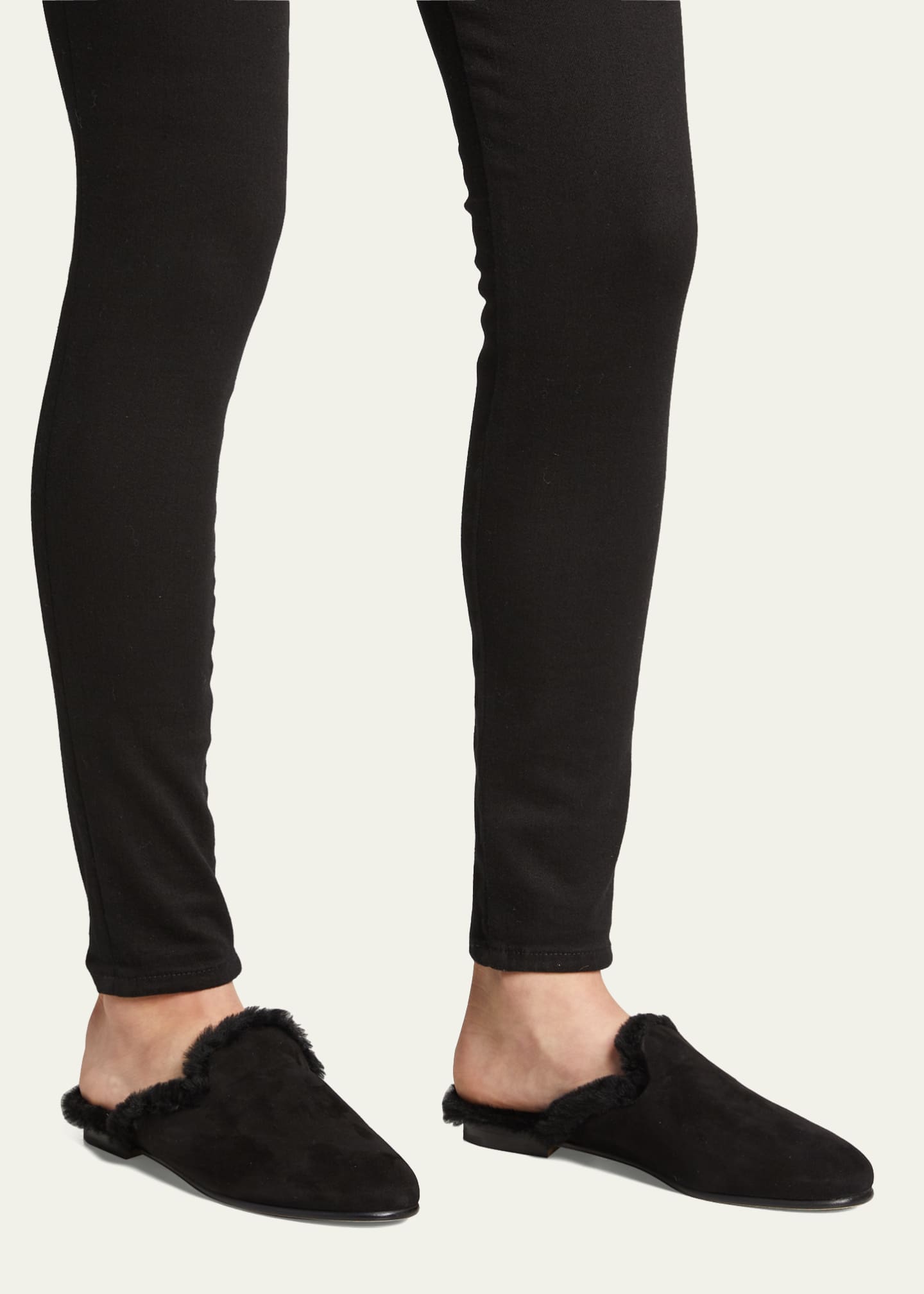 Manolo Blahnik Mariamu Suede Shearling Slipper Mules Image 2 of 5