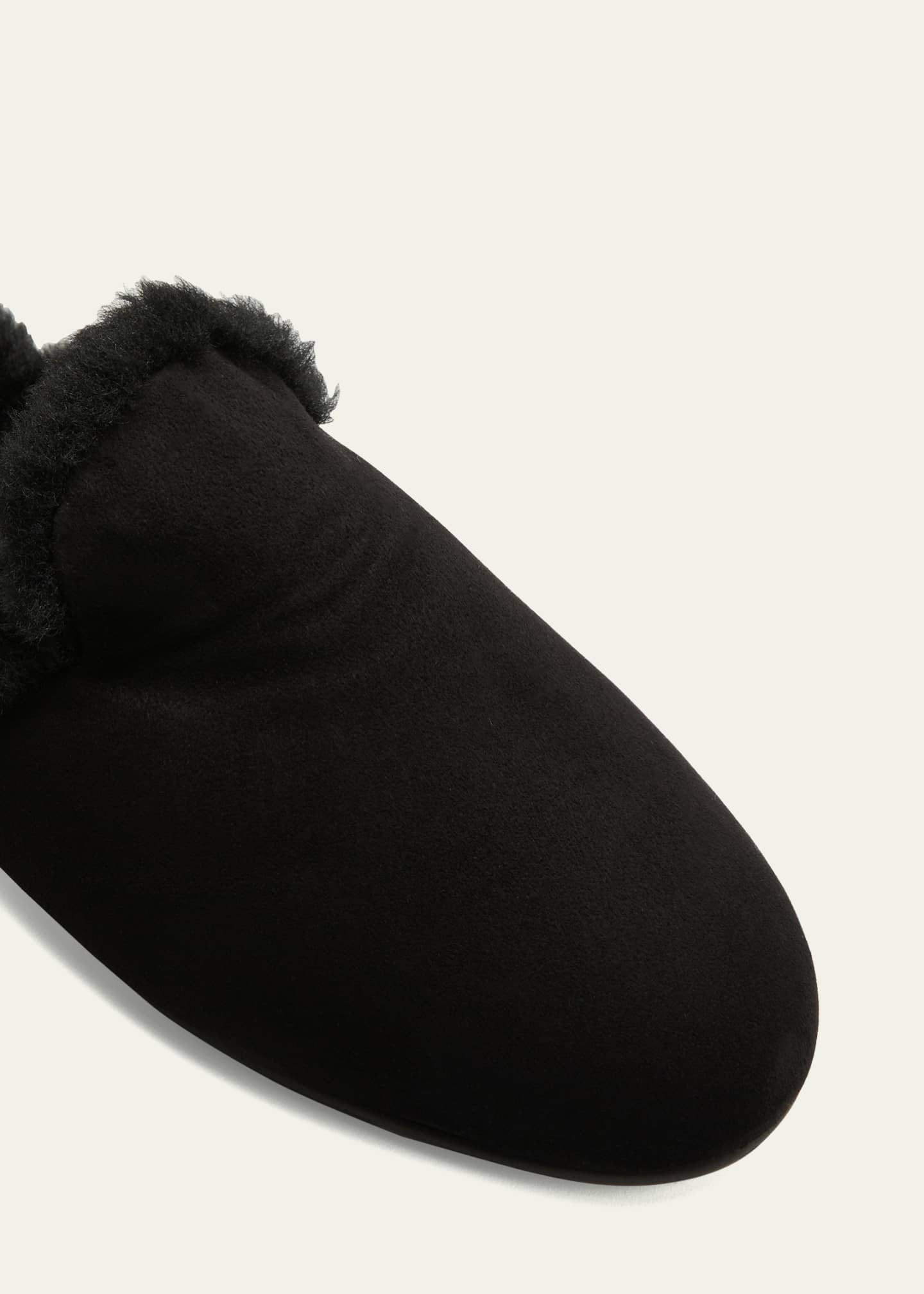 Manolo Blahnik Mariamu Suede Shearling Slipper Mules Image 5 of 5