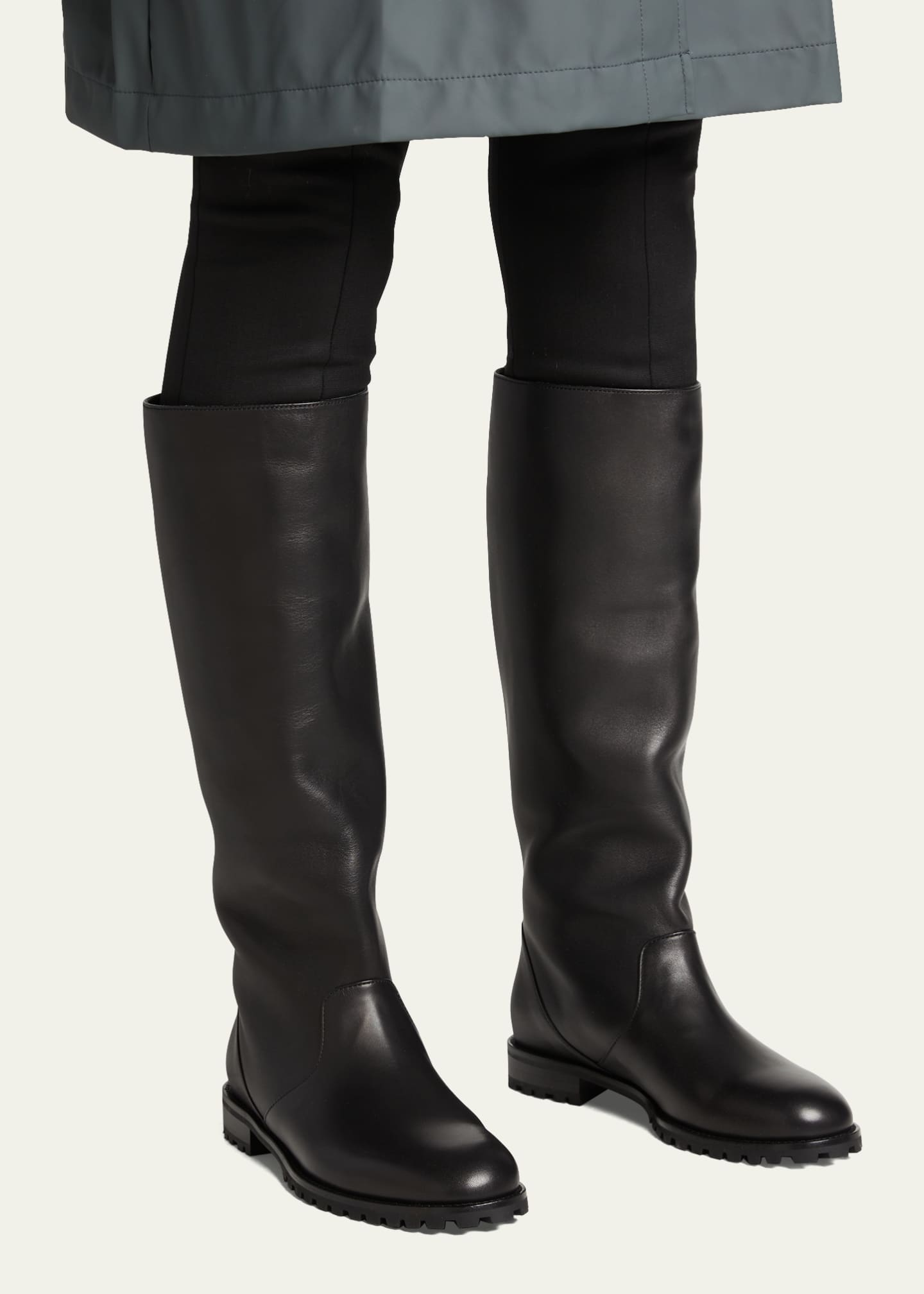 Manolo Blahnik Motosahi Tall Lug-Sole Leather Boots - Bergdorf Goodman