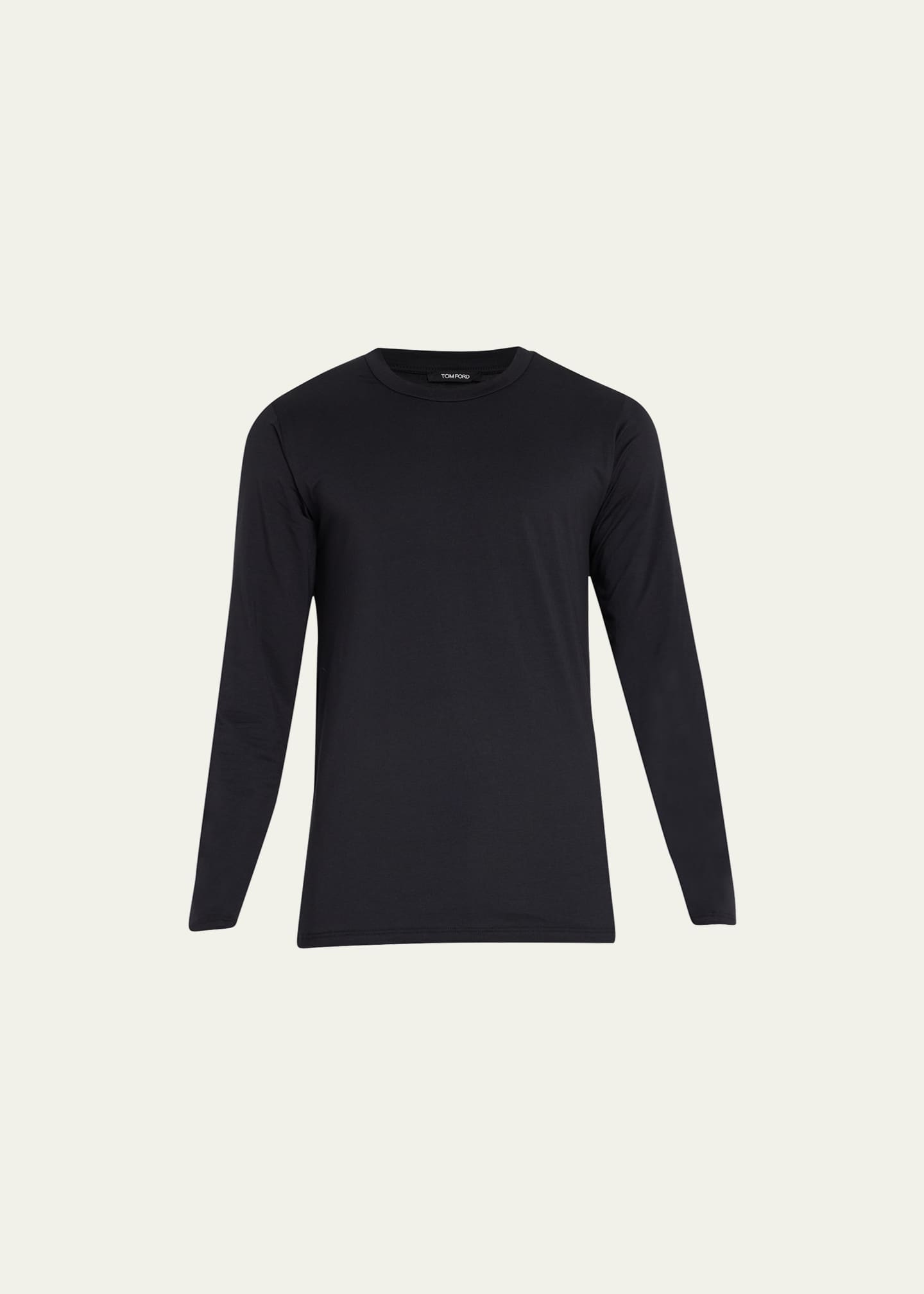 【送料&関税込】Tom Ford Classic Crewneck T-shirt Cotton crewneck T-shirt in black - Tom Ford | Mytheresa