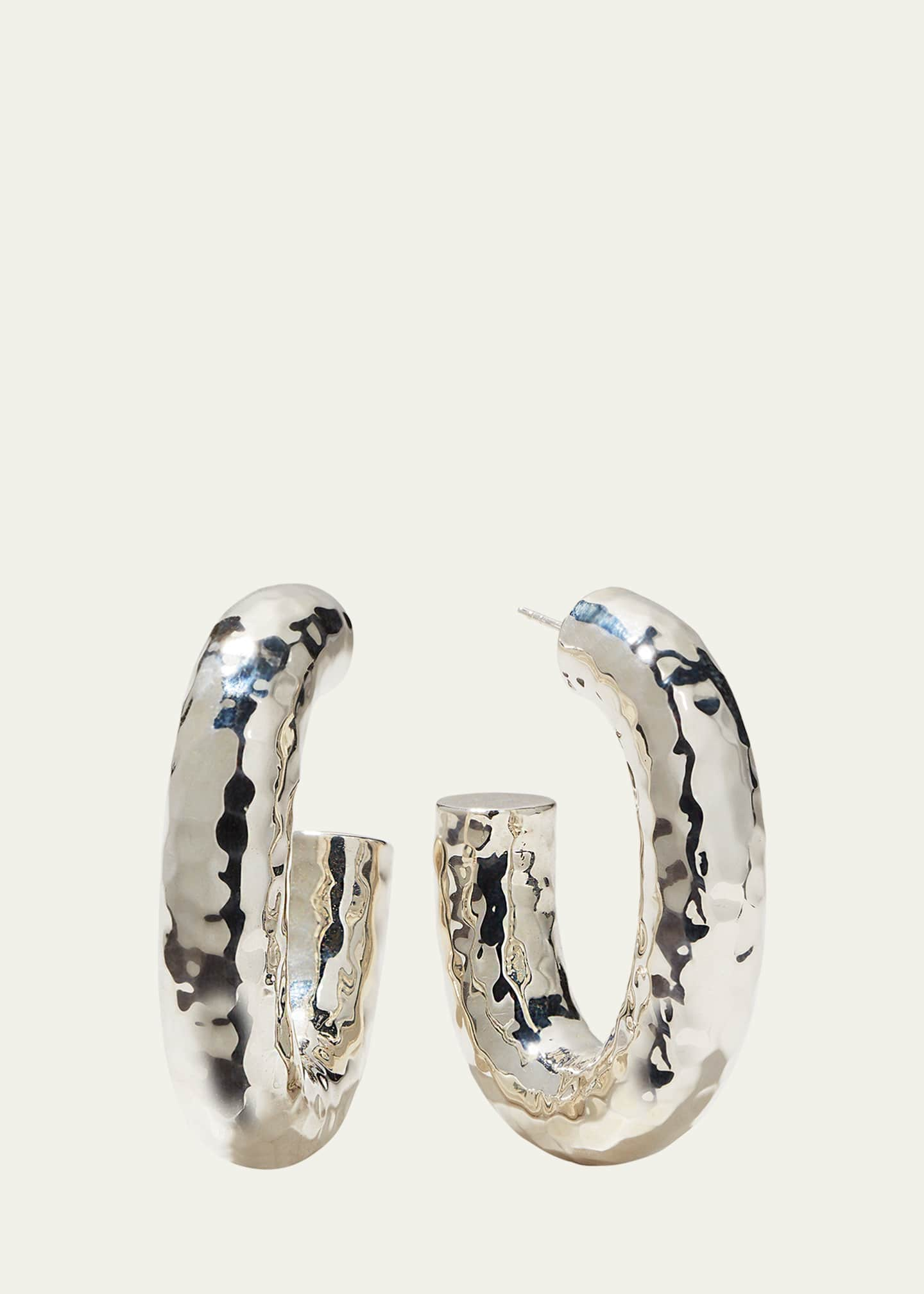 Ippolita Sterling Silver Classico Thick Hammered Oval Hoop Earrings