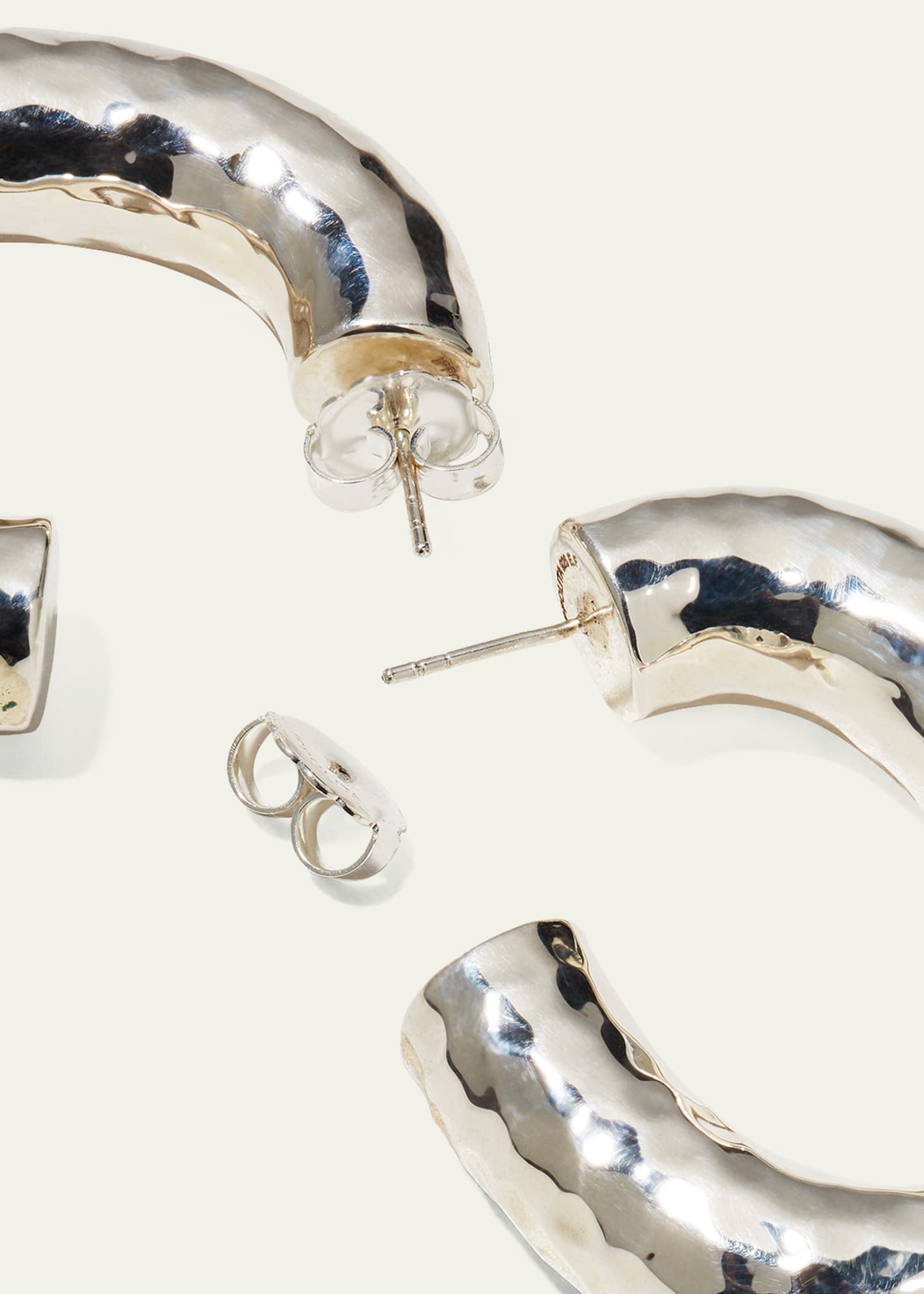 Ippolita Thick Hammered Oval Hoop Earring in Sterling Silver Image 4 of 4