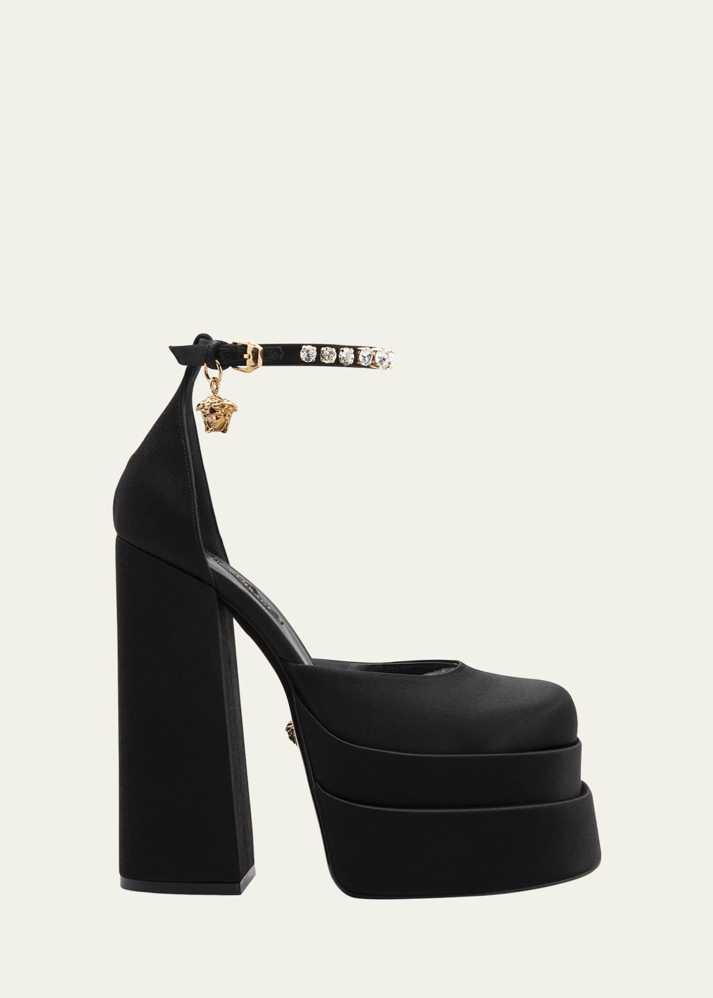 Versace 155mm La Medusa Platform Satin Mary Janes - Bergdorf Goodman