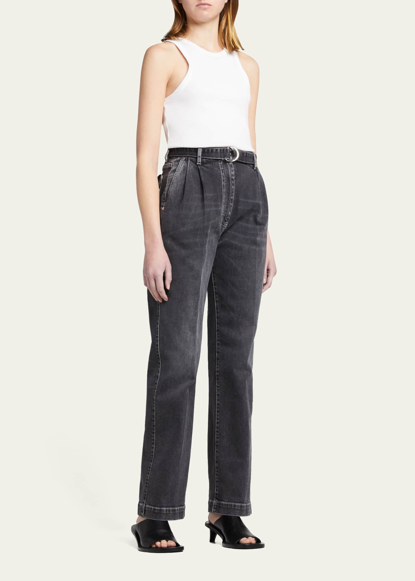 Peter Do Peter Pleated Straight-Leg Belted Jeans - Bergdorf Goodman