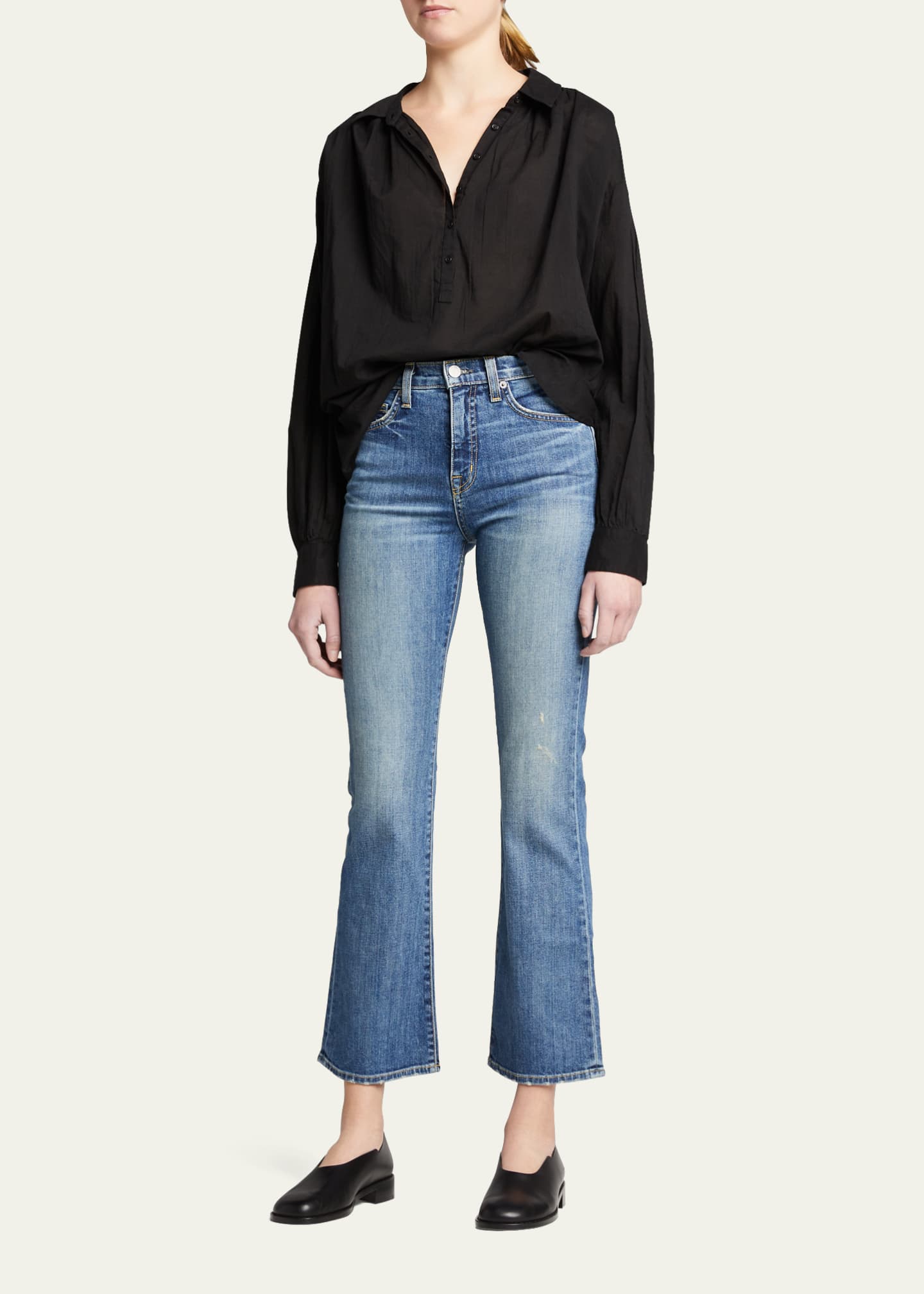 Nili Lotan Mid-Rise Bootcut Crop Jeans Image 2 of 5