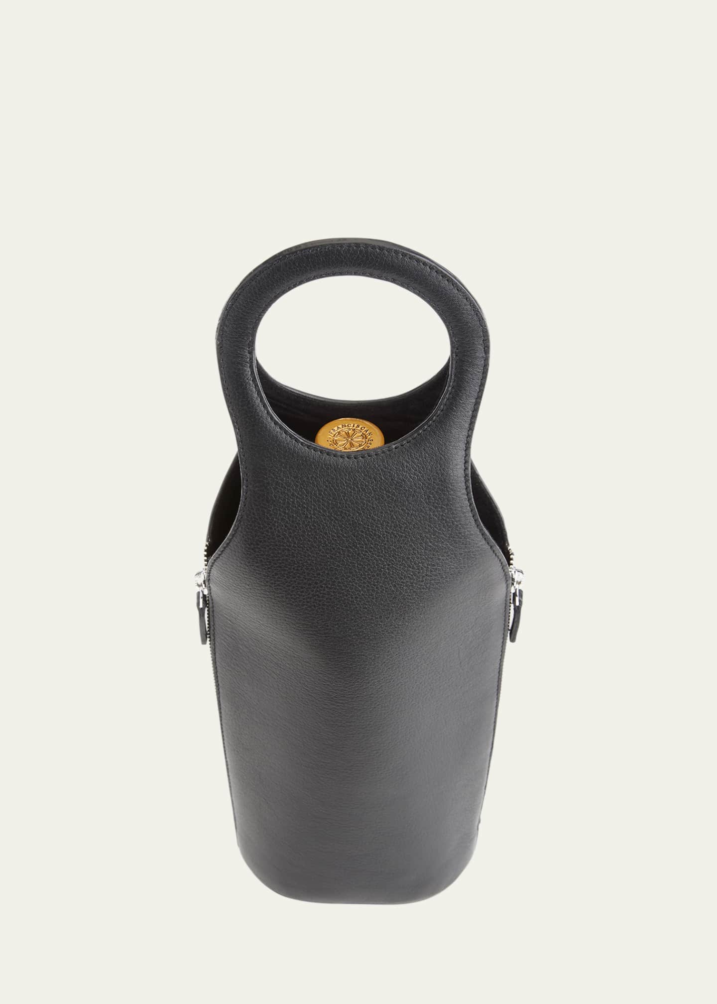 ROYCE New York Monogrammed Leather Wine Champagne Bottle Carrying Case Image 2 of 3