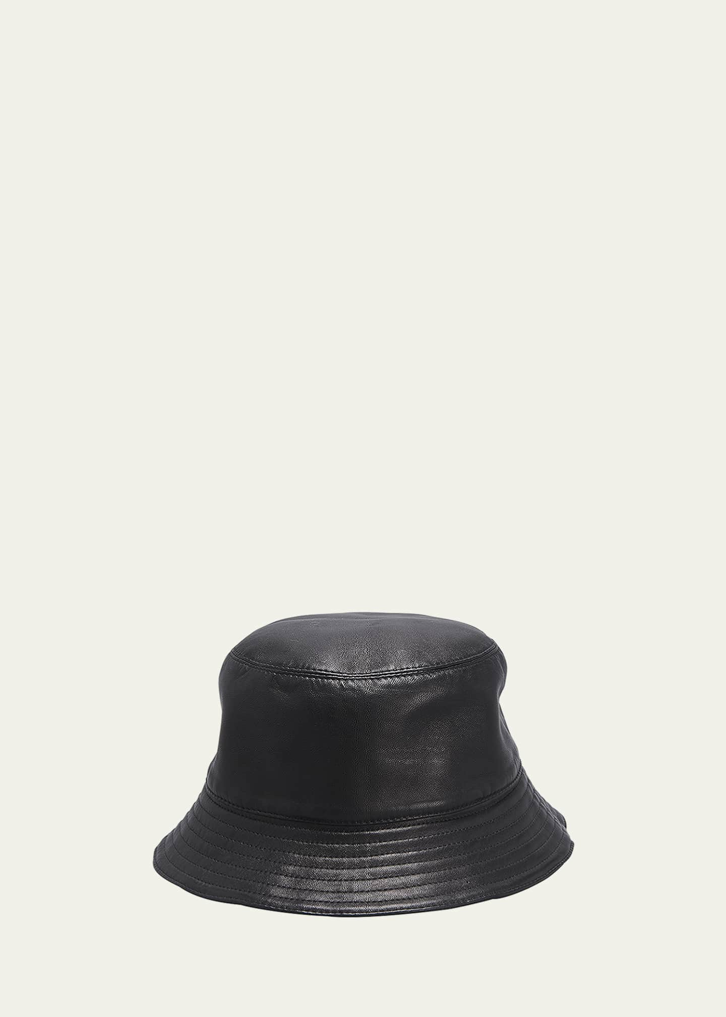 Loewe Black Leather Bucket Hat for Men