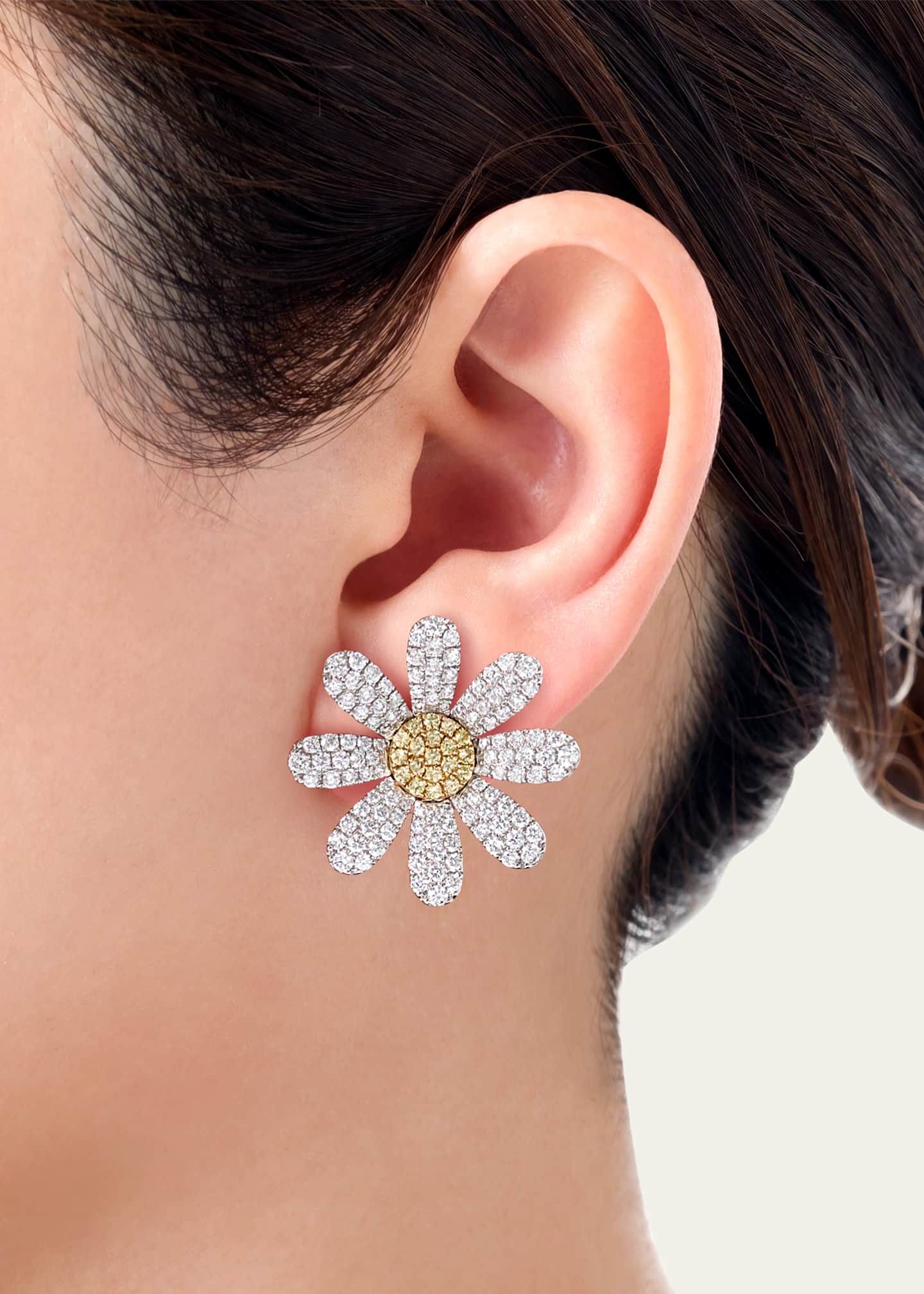 Mio Harutaka 18k White Gold Margaret Single Earring With Diamond And Yellow Sapphire Image 2 of 3