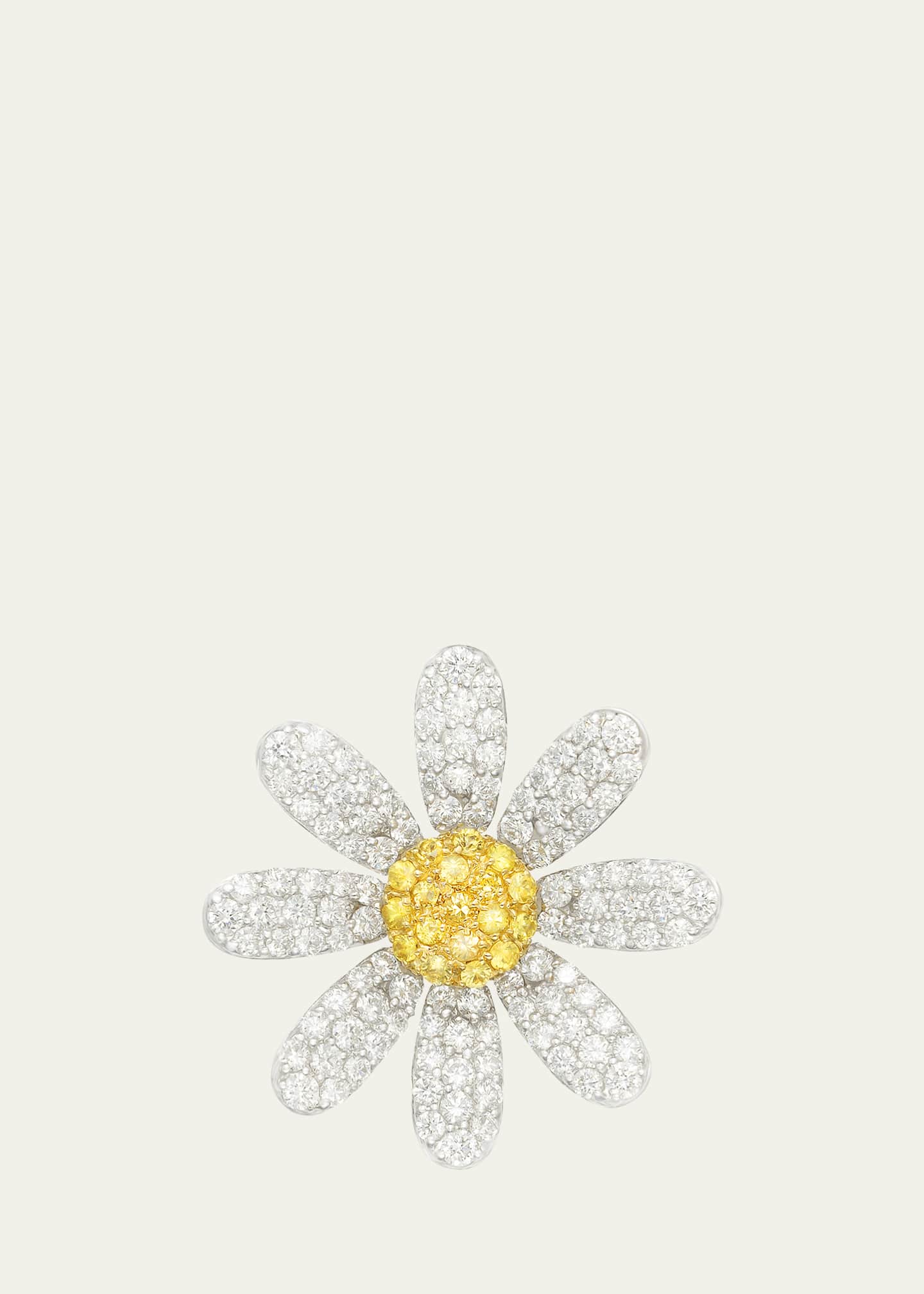 Mio Harutaka 18k White Gold Margaret Single Earring With Diamond And Yellow Sapphire Image 1 of 3