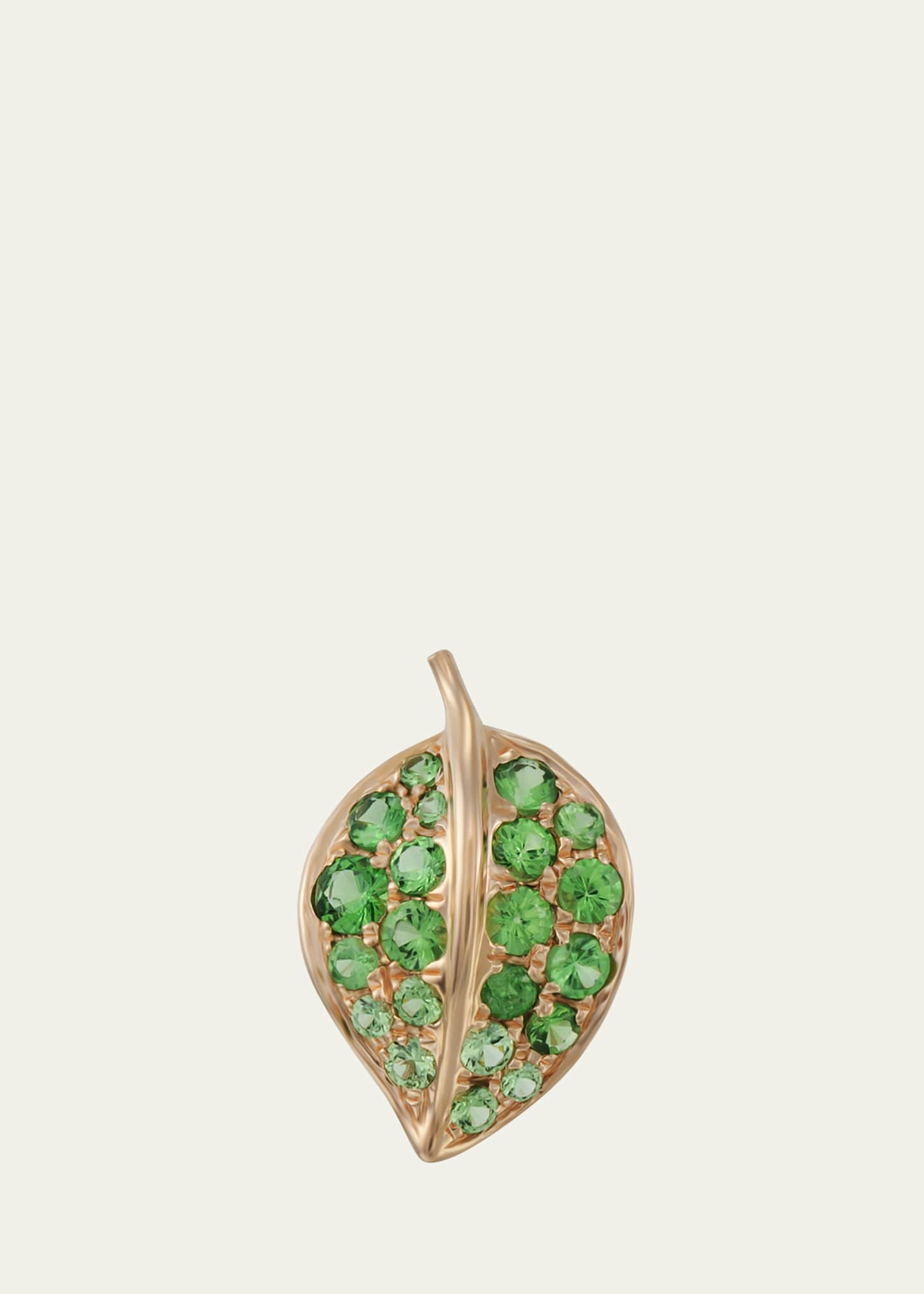Mio Harutaka 18k rose gold leaf single left earring with green garnet Image 1 of 3