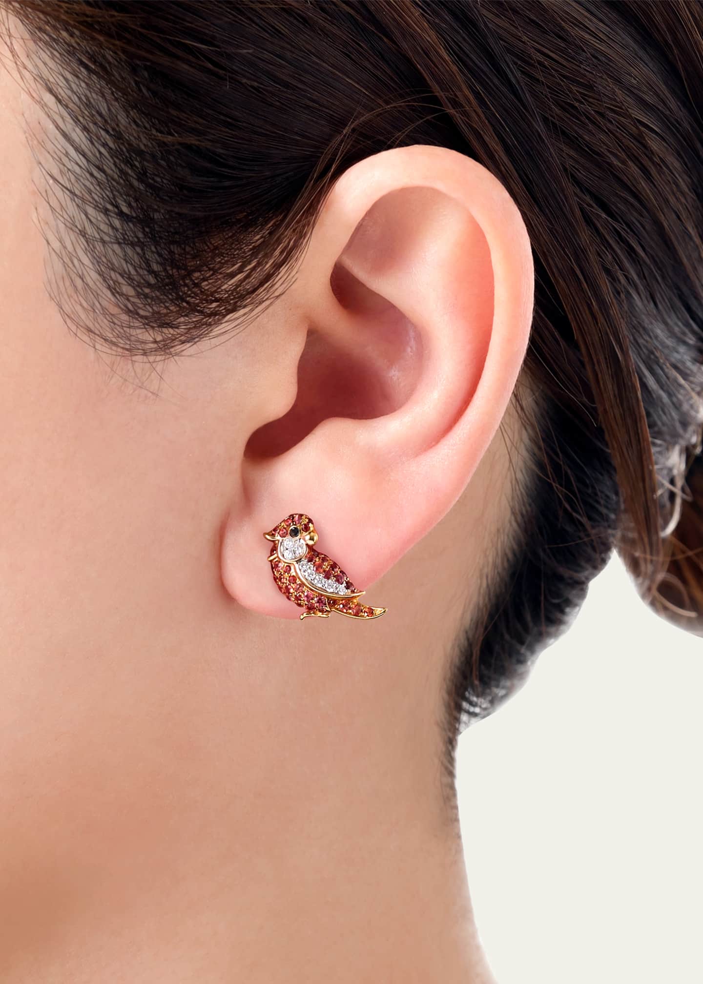 Mio Harutaka Orange Little Bird Earring, Single (Right) - Bergdorf