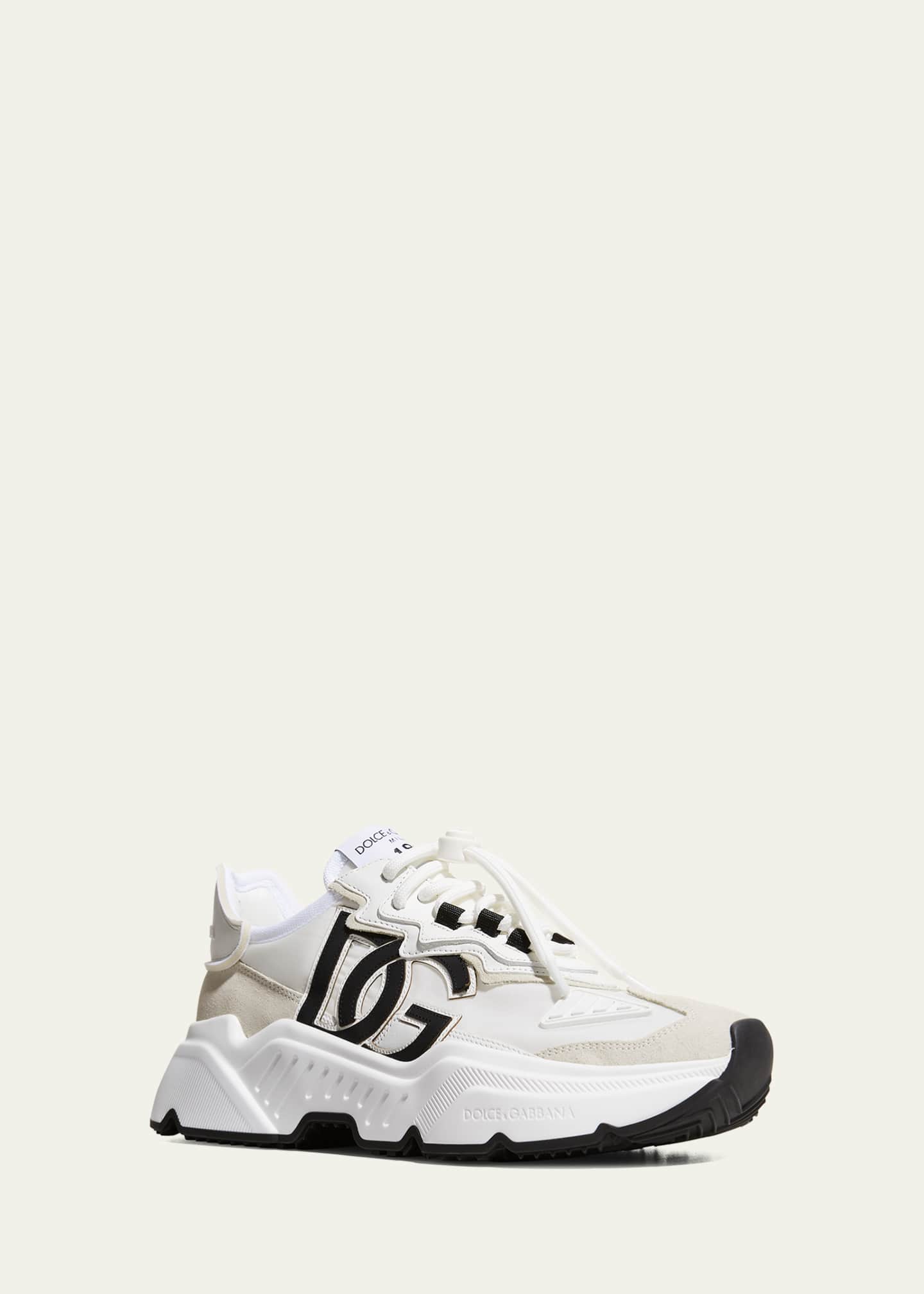 【DOLCE & GABBANA】Daymaster レザートリムスニーカー DOLCE & GABBANA Shoes White Gold DAYMASTER Leather Sneakers
