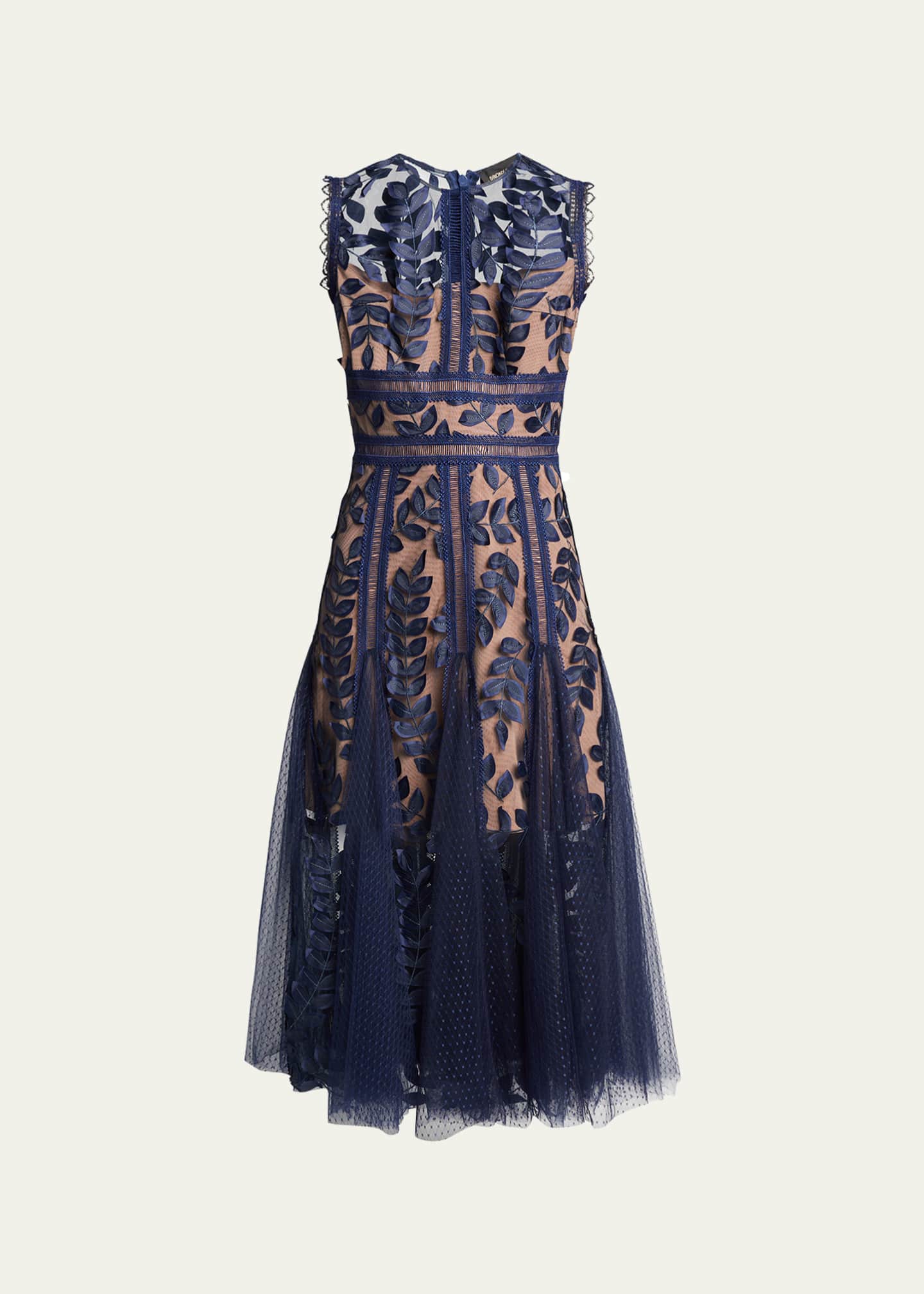 Bronx and Banco Saba Leaf-Appliqu Lace Midi Dress - Bergdorf Goodman