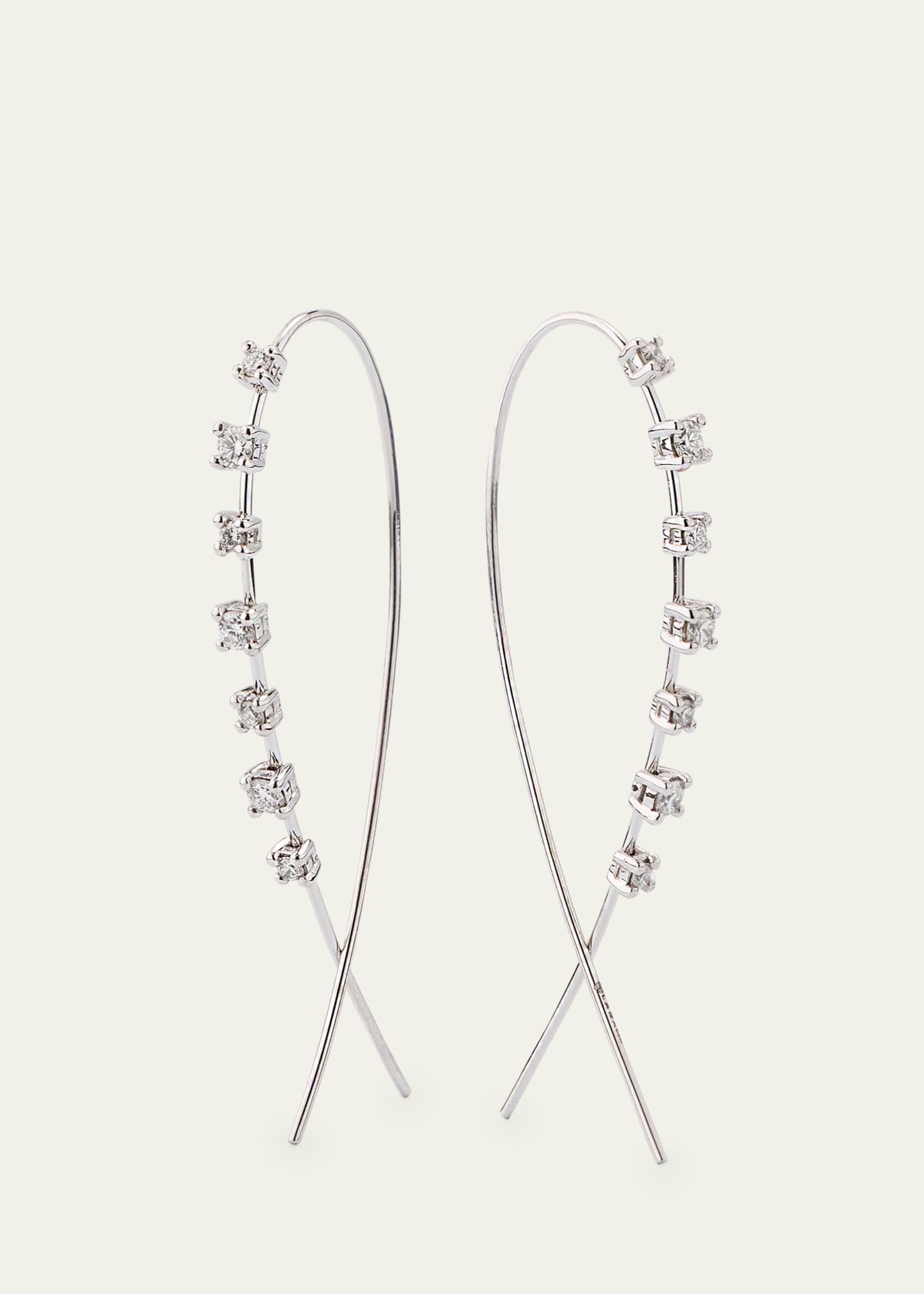 Lana Solo Mini Narrow Upside Down Hoop Earrings with Diamonds, 41mm Image 3 of 4