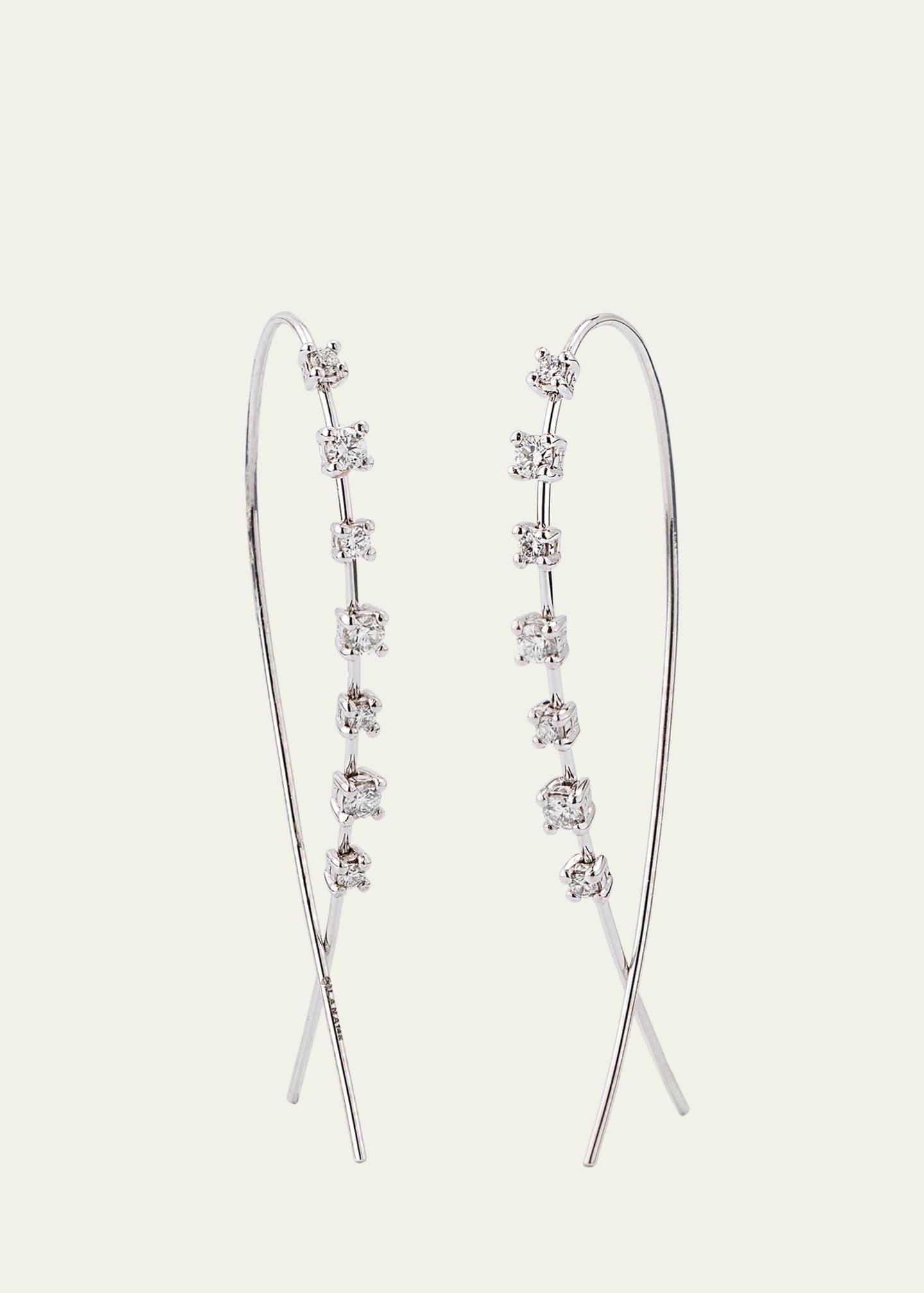 Lana Solo Mini Narrow Upside Down Hoop Earrings with Diamonds, 41mm Image 1 of 4